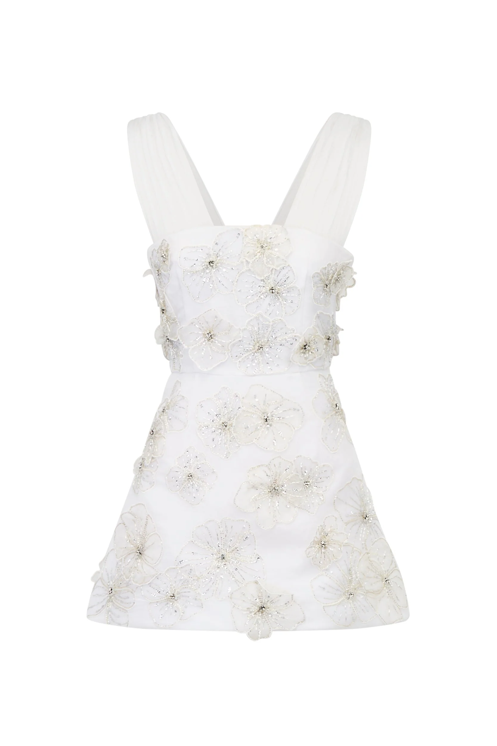 Ellia Dress in White Organza With 3D Appliqué - Image 3
