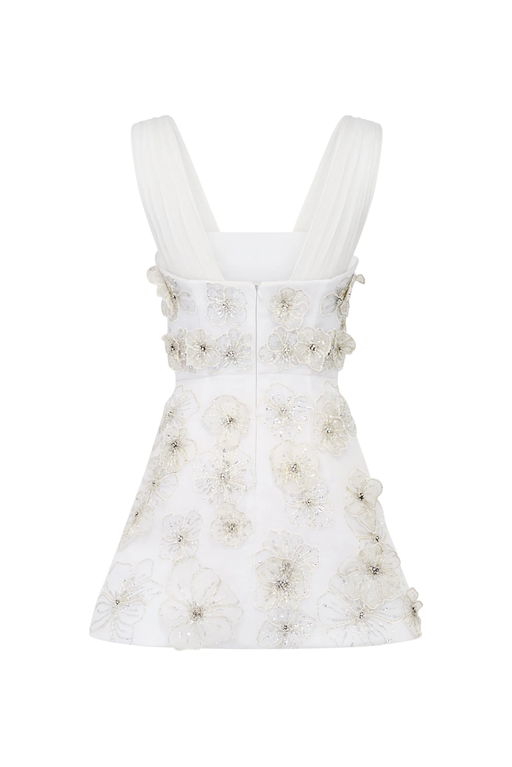 Ellia Dress in White Organza With 3D Appliqué - Image 4