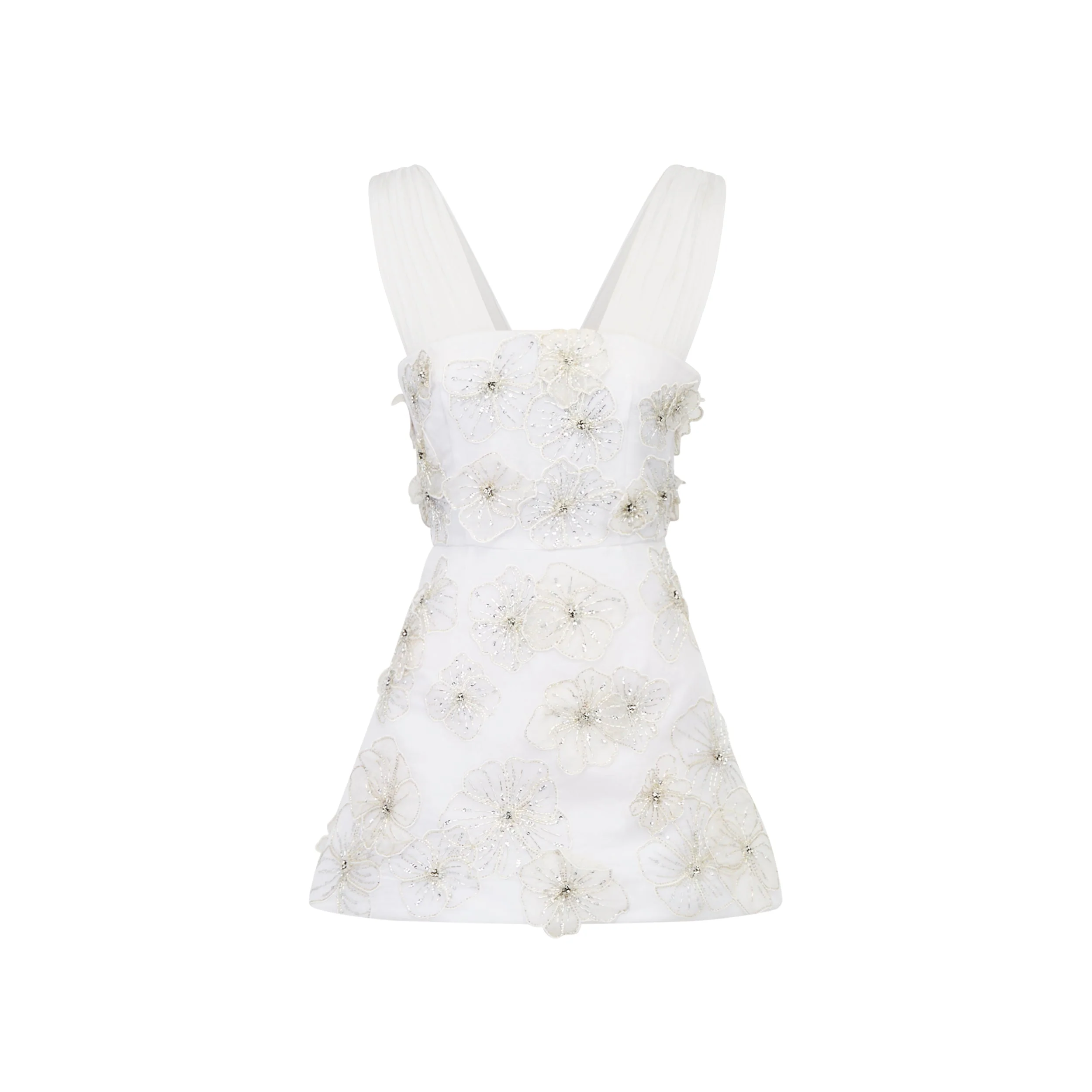 Ellia Dress in White Organza With 3D Appliqué - Image 7