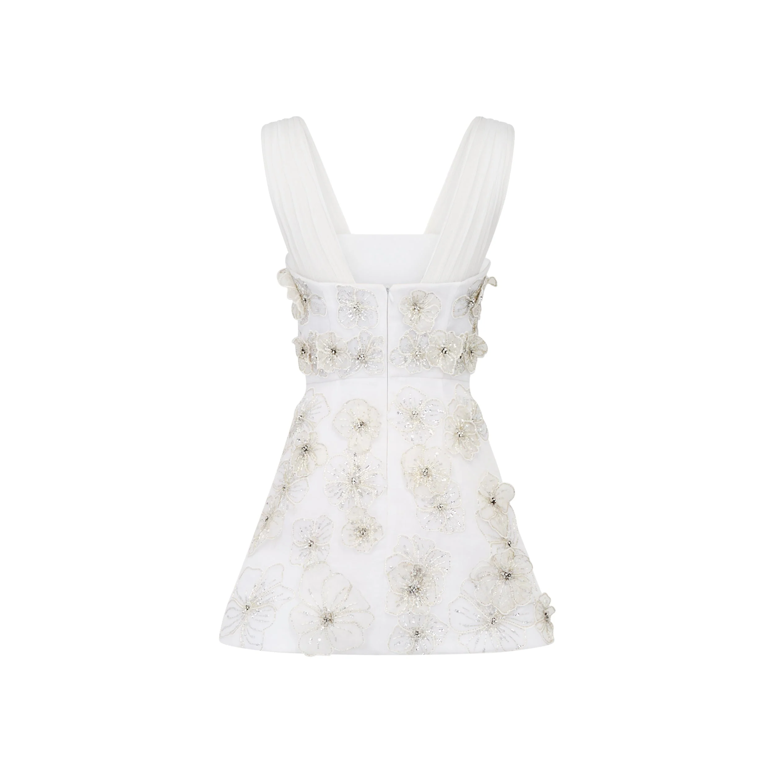 Ellia Dress in White Organza With 3D Appliqué - Image 8