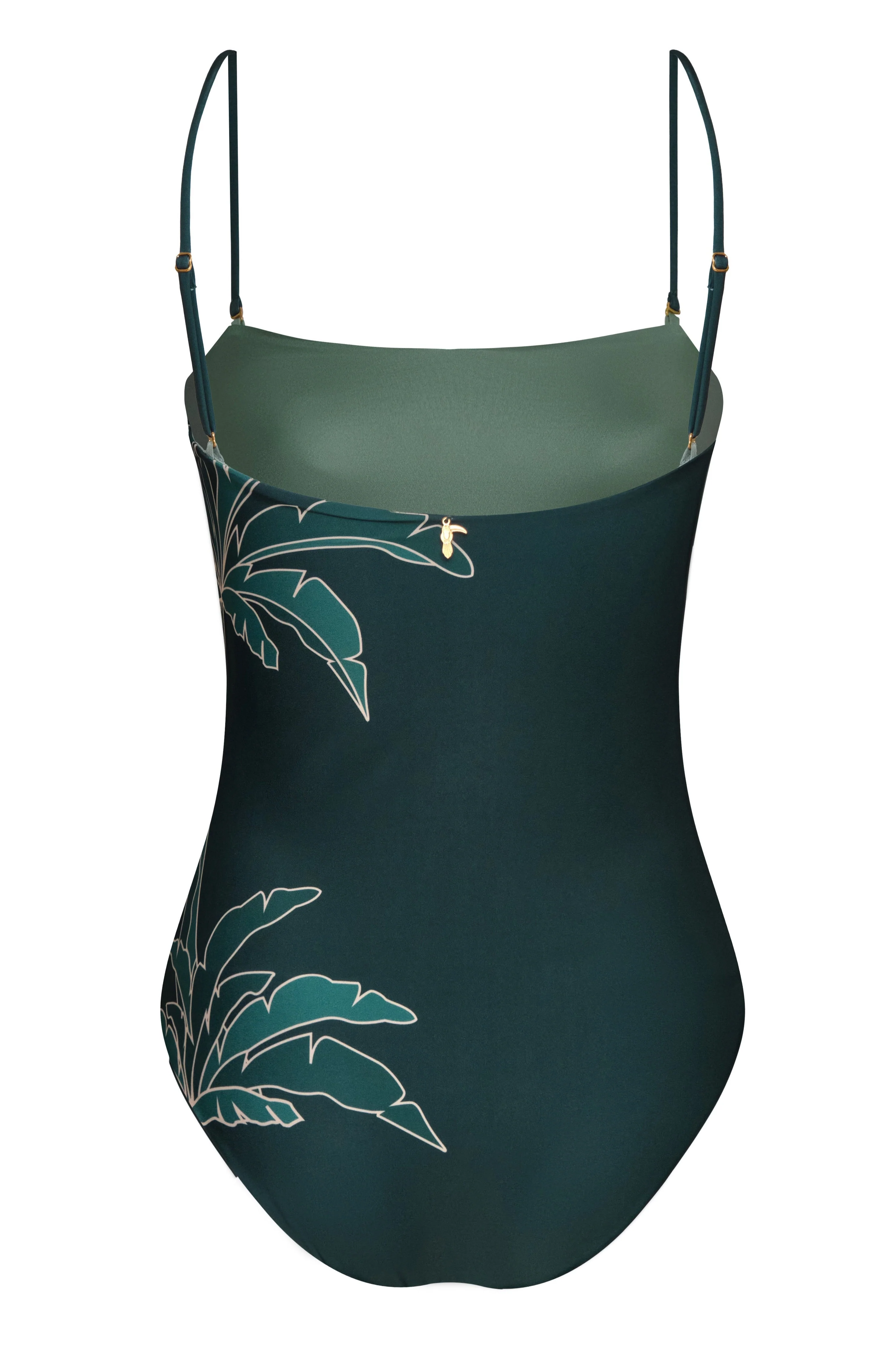 Esteros Hand Embroidered One Piece / Aquamarine Palms - Metallic Mint - Image 2