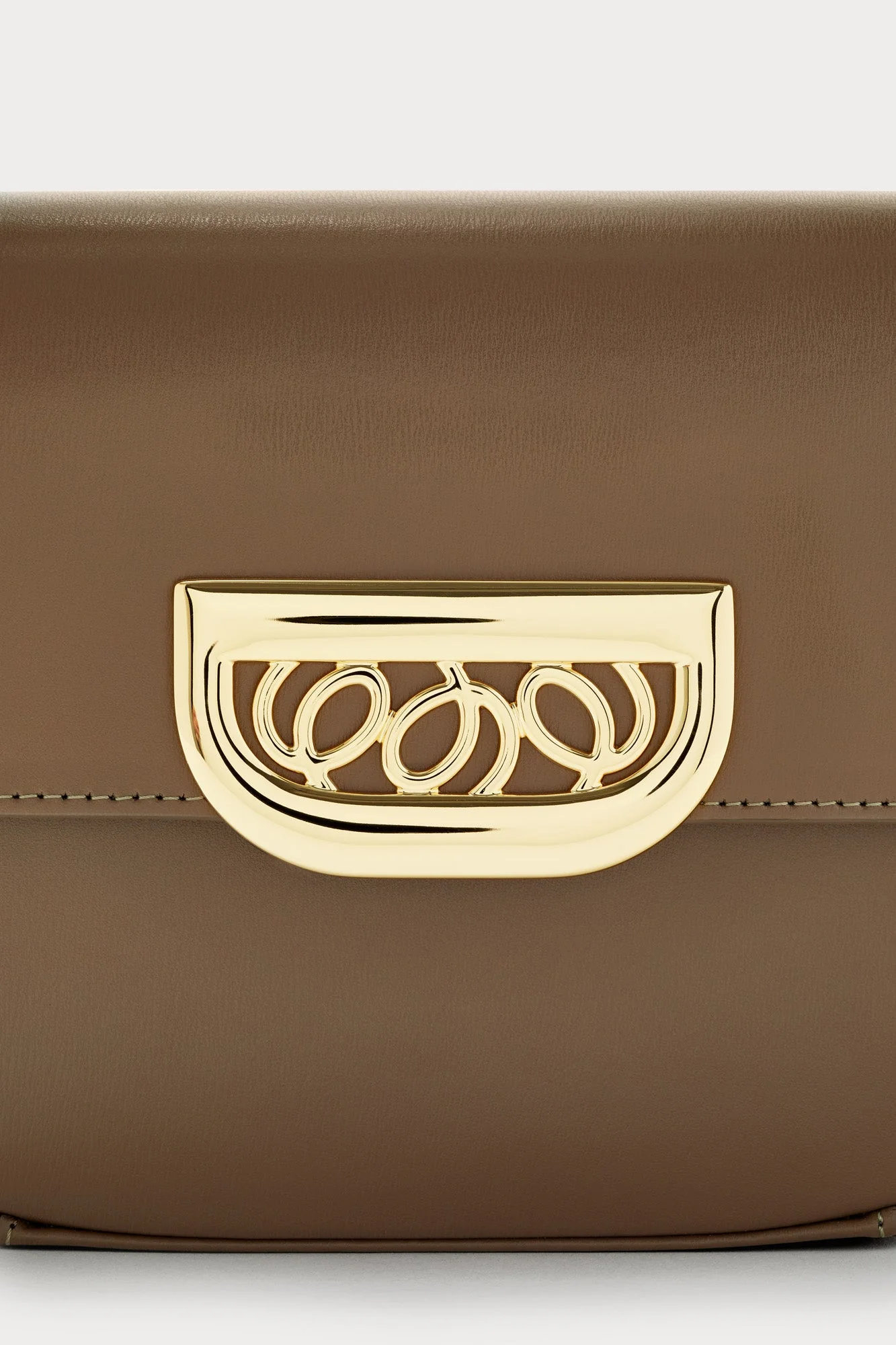 Geometric Leather Handbag With Golden Latch Khaki - Image 5