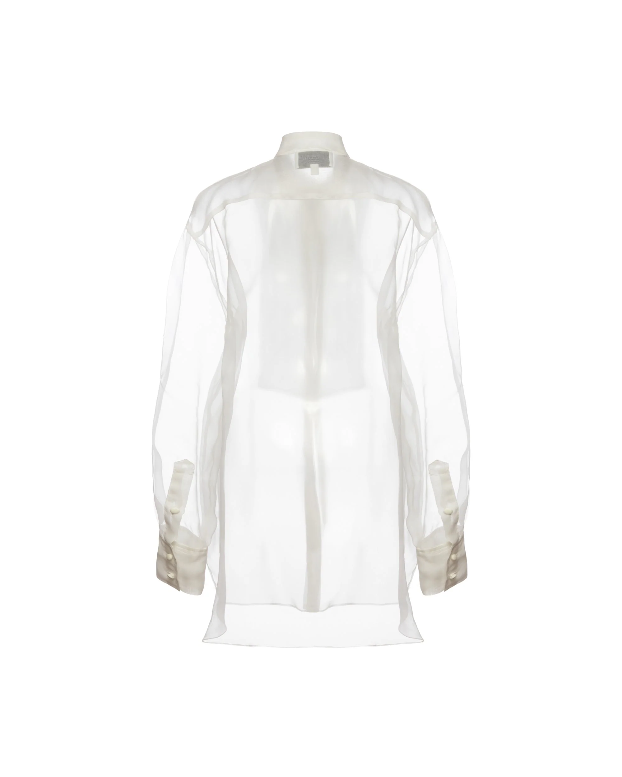 Gigi Tuxedo Shirt in White Organza - Image 10
