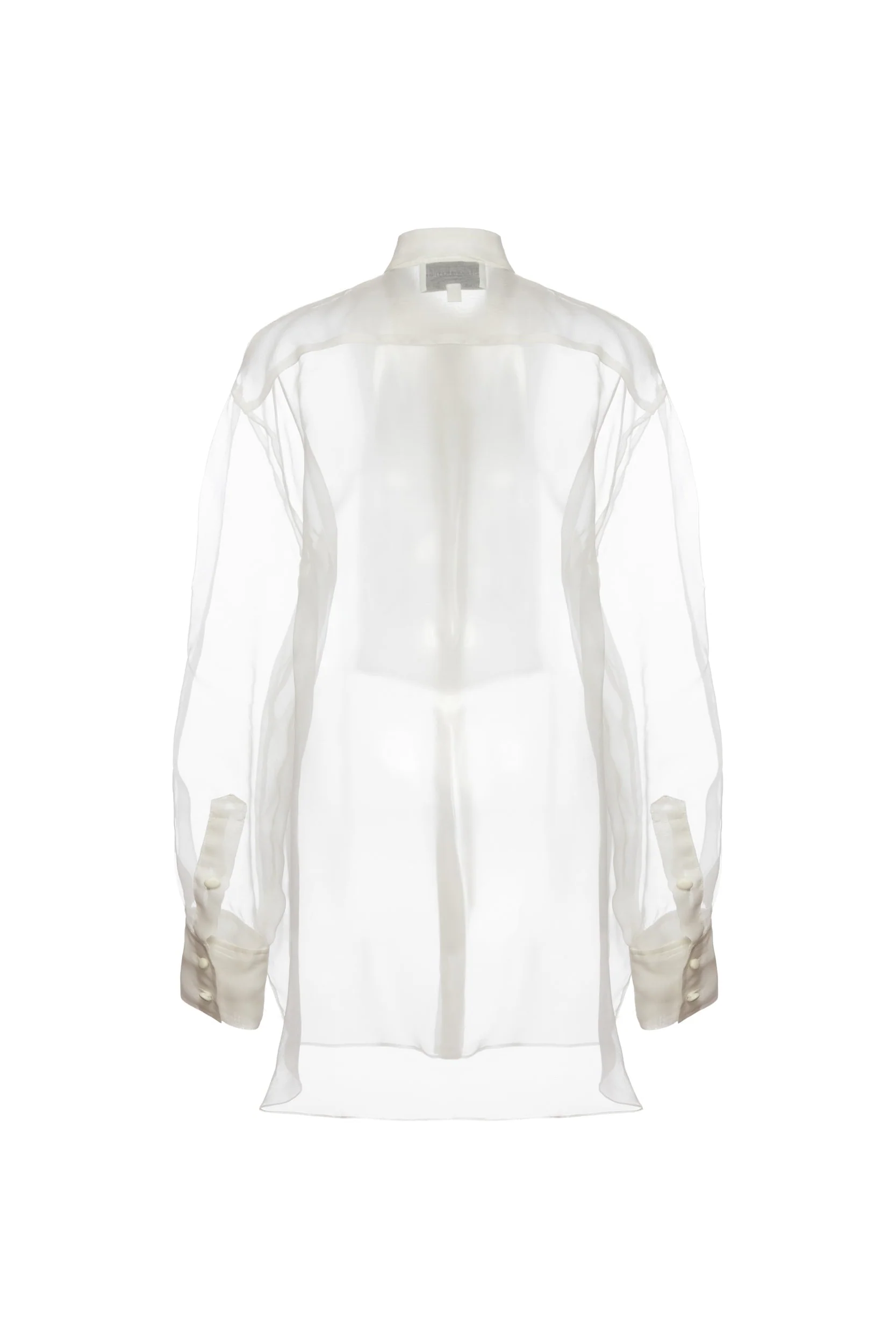 Gigi Tuxedo Shirt in White Organza - Image 5