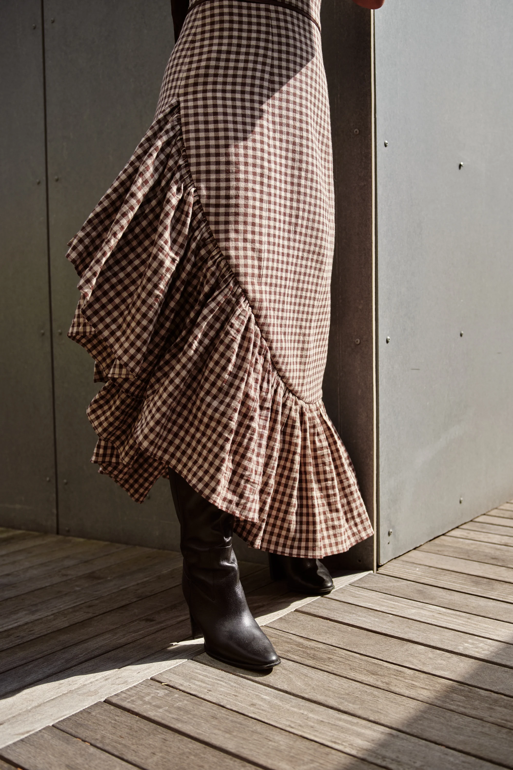 GWENDOLYN ASYMMETRICAL GINGHAM DRESS - Image 7