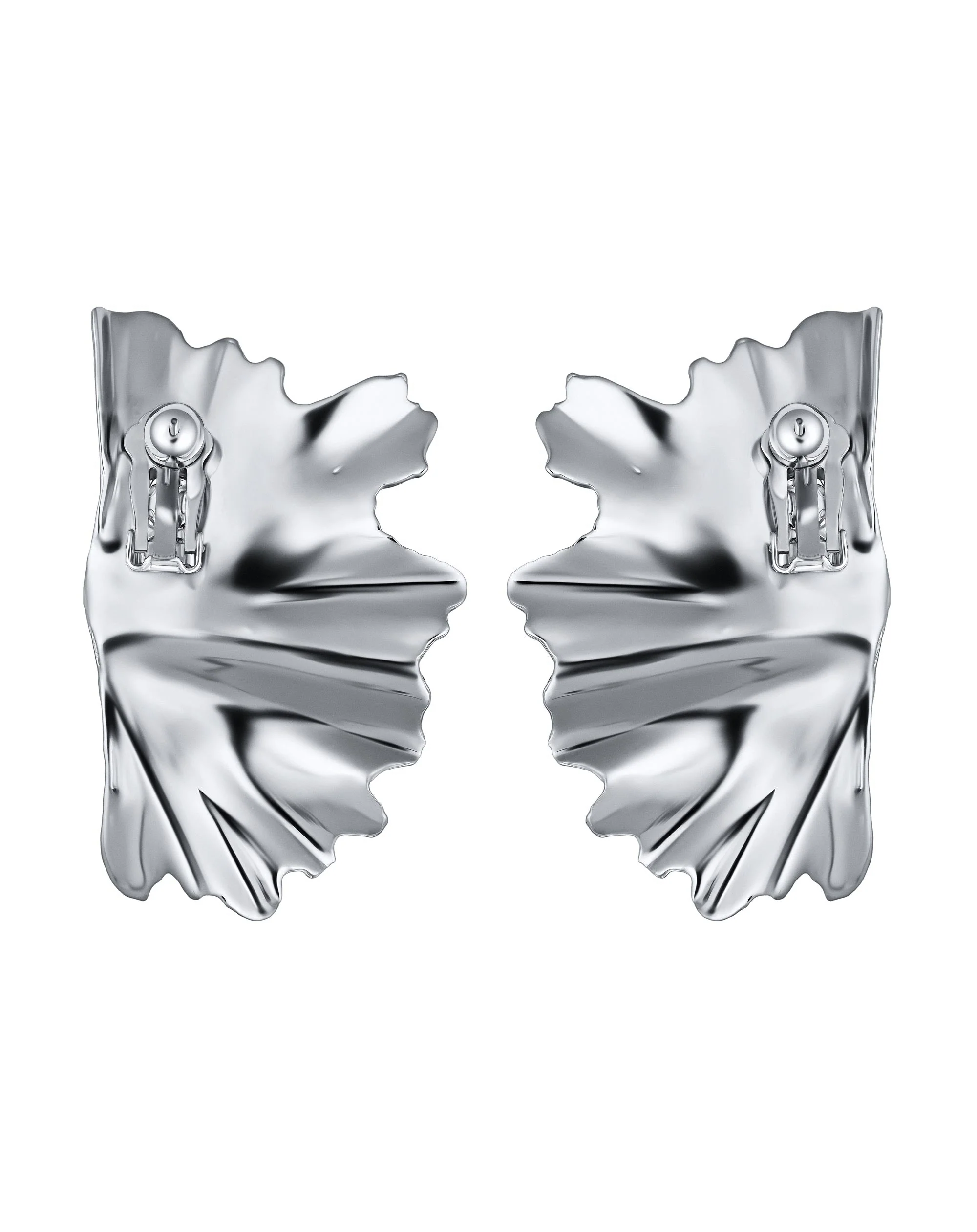 Ginkgo Leaf Earring - Rhodium Coloway (Silver-Tone) - Image 10
