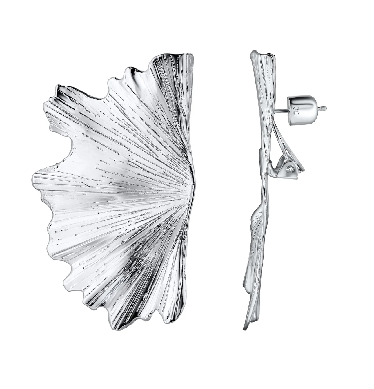 Ginkgo Leaf Earring - Rhodium Coloway (Silver-Tone) - Image 11