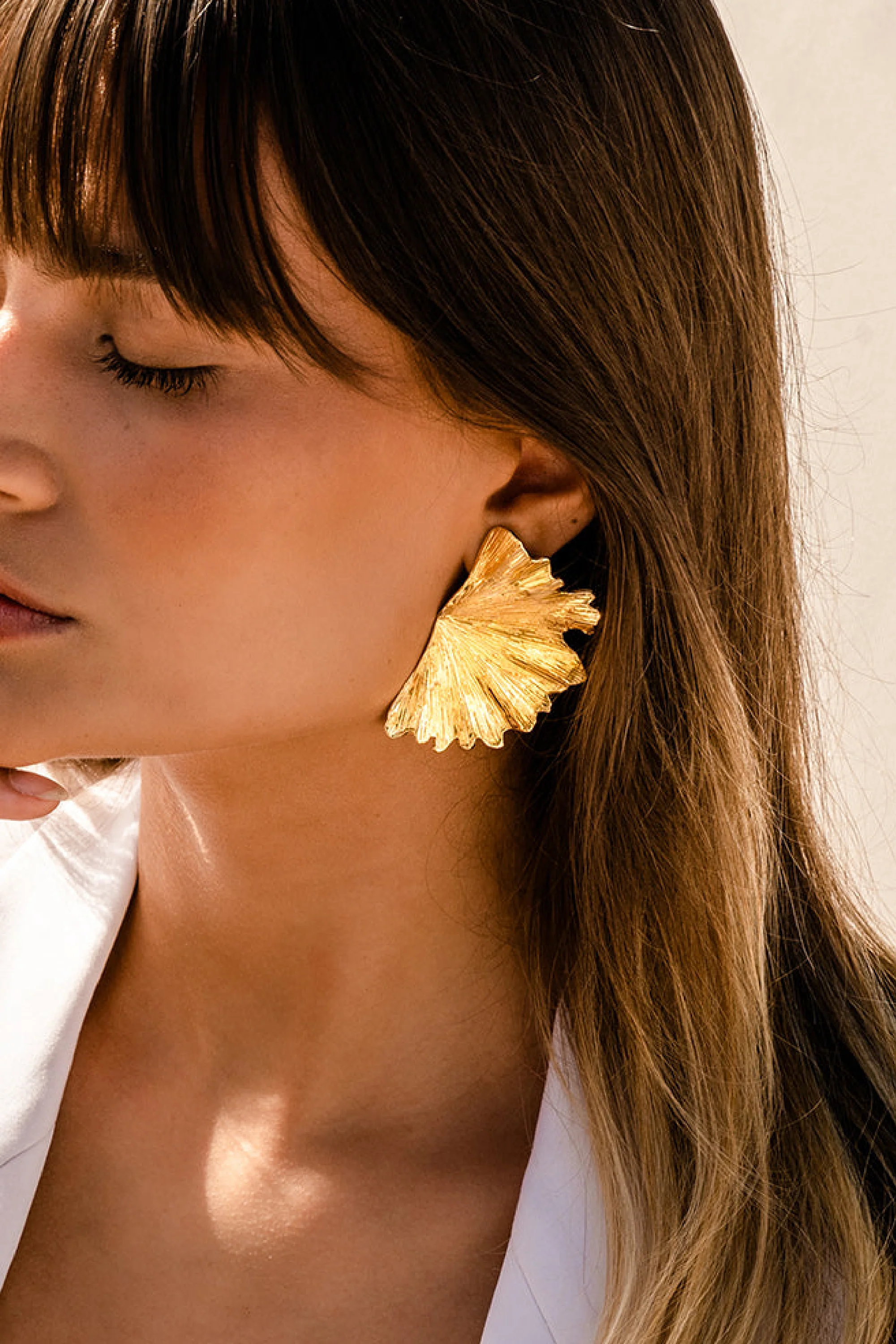 Ginkgo Leaf Earring - Rhodium Coloway (Silver-Tone) - Image 5