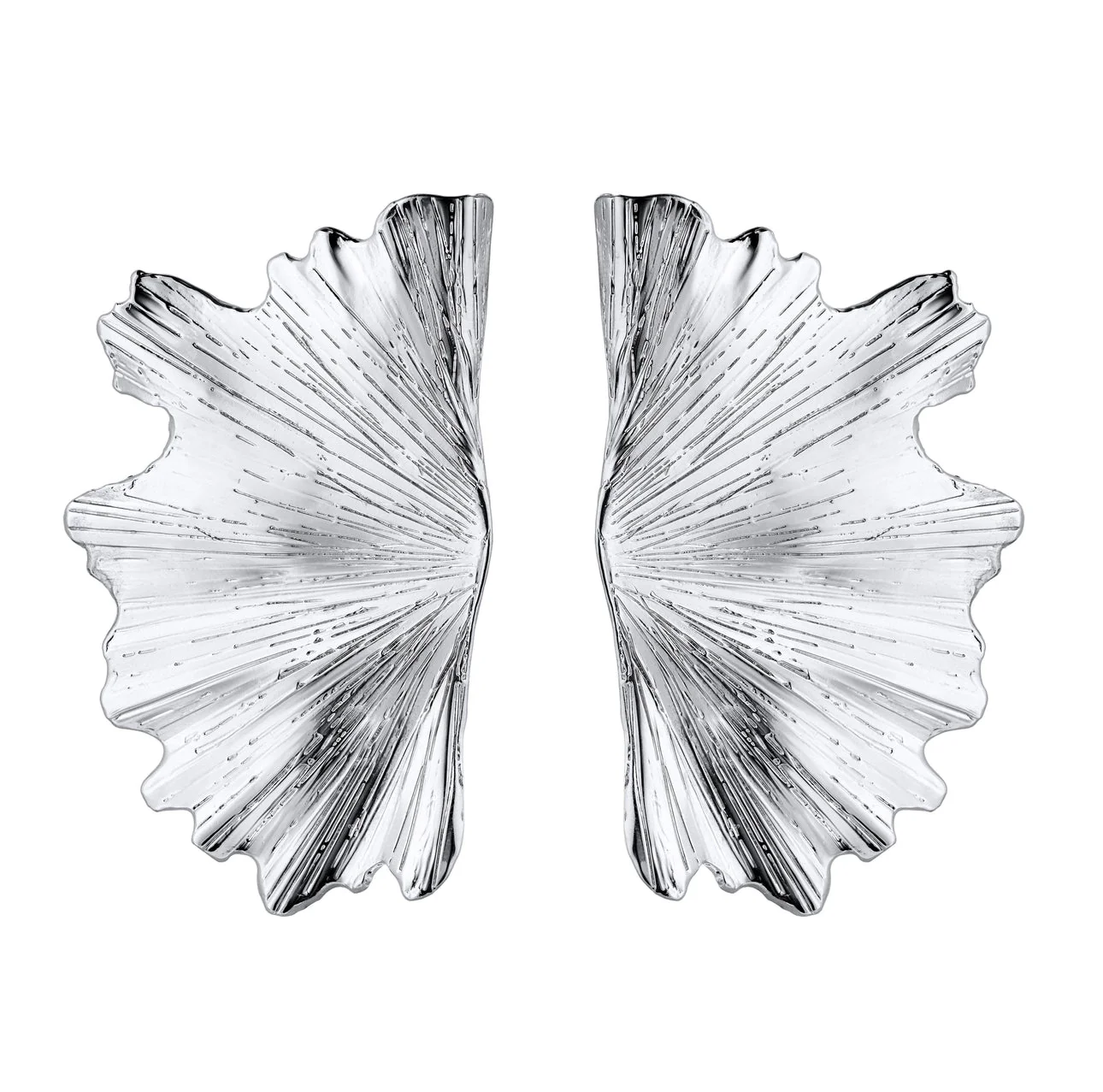 Ginkgo Leaf Earring - Rhodium Coloway (Silver-Tone) - Image 6