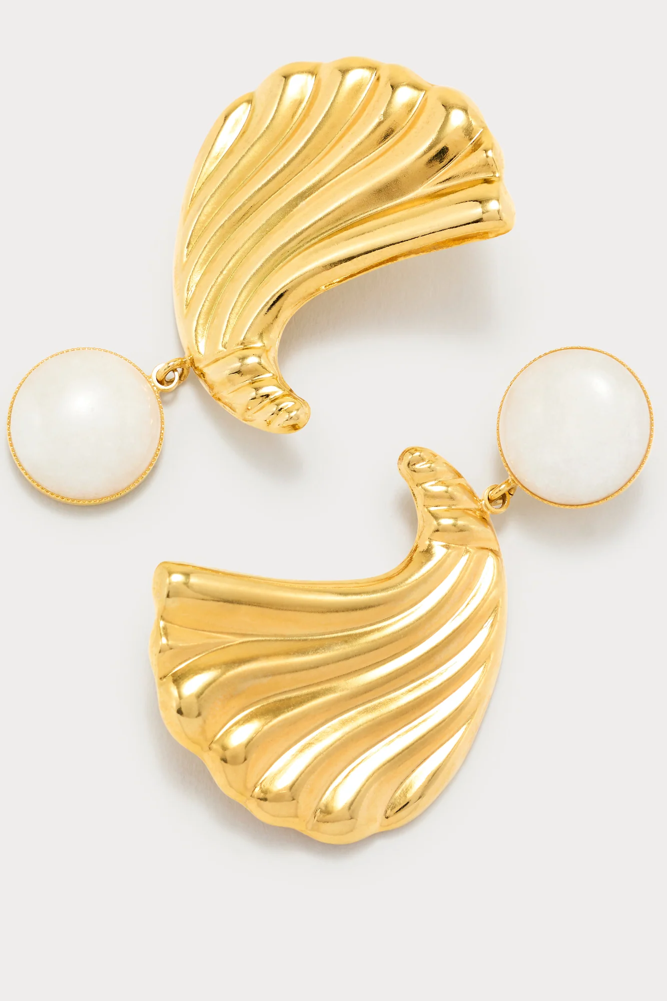 Gold Sculptural Stud Earrings With Stone Detail - Image 4