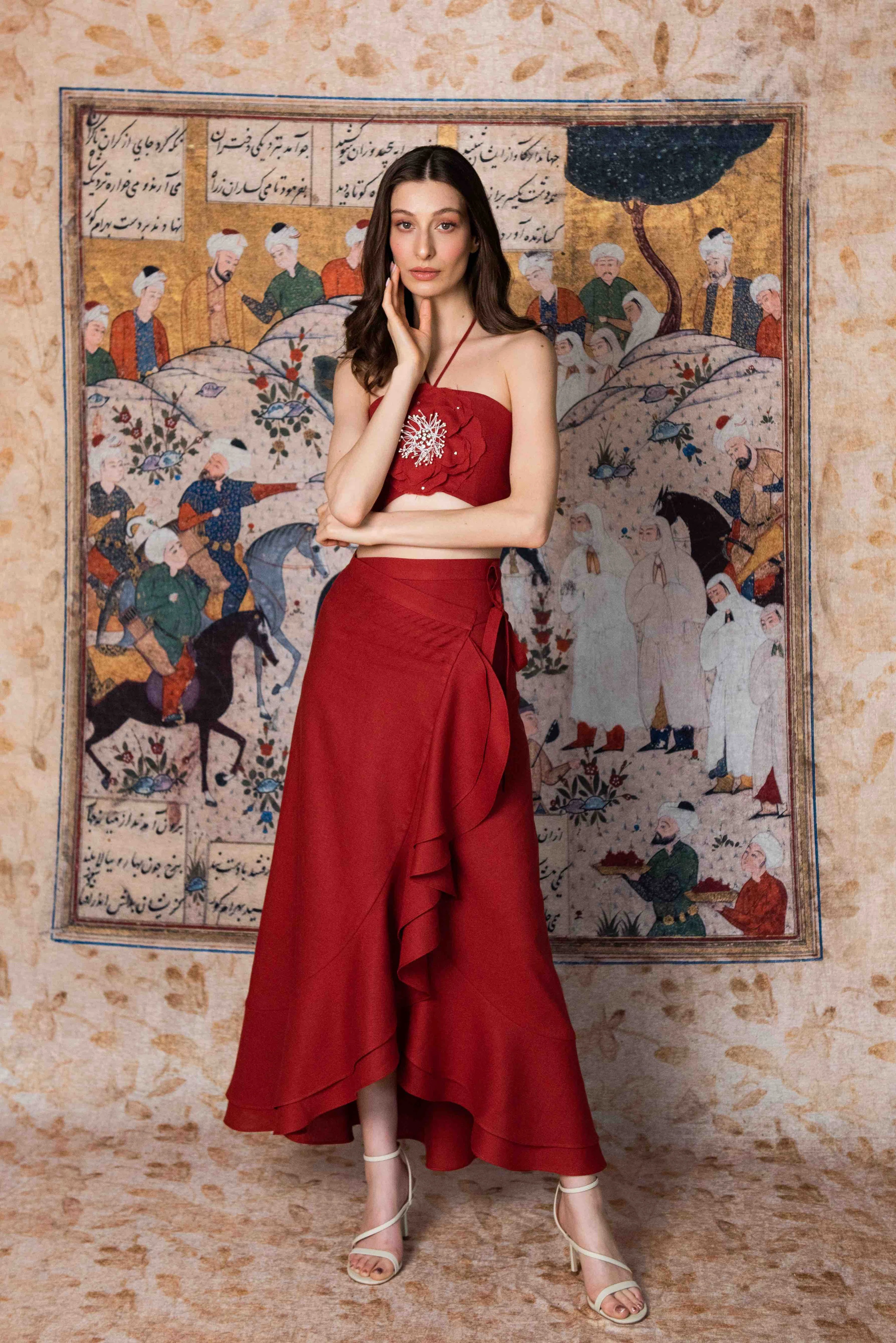 Golestan Ruffle Skirt - Deep Red - Image 2