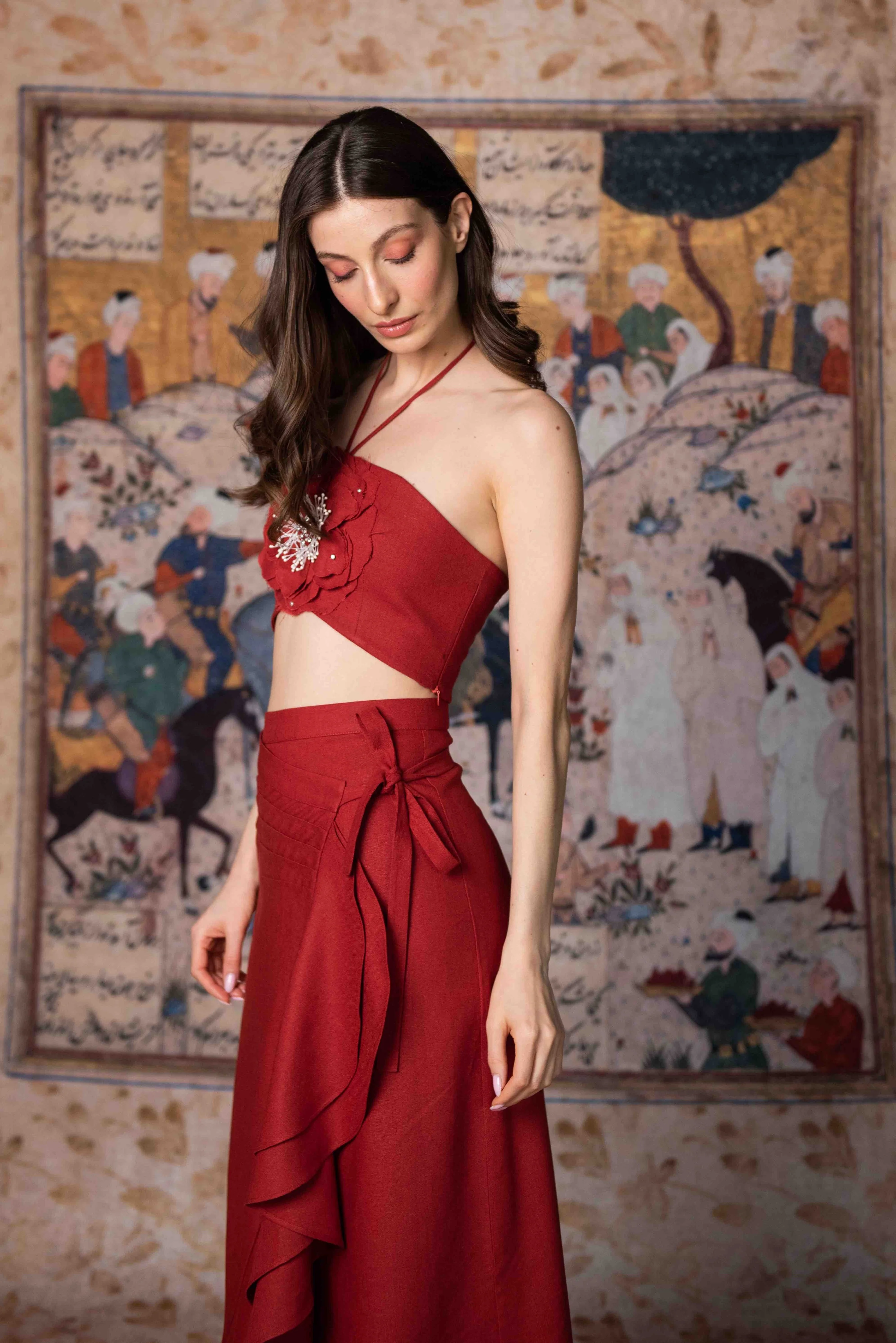 Golestan Ruffle Skirt - Deep Red - Image 9