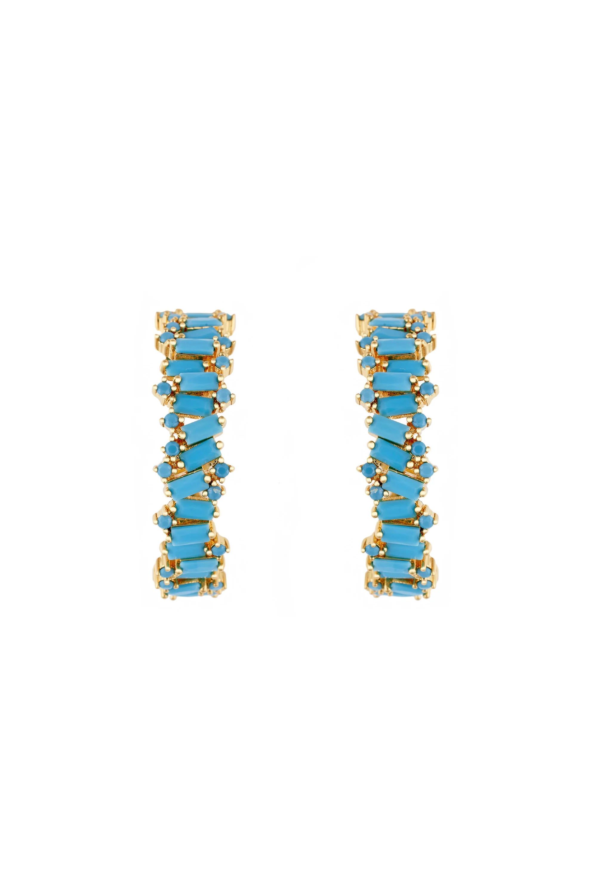 Turquoise Baguettes Hoops