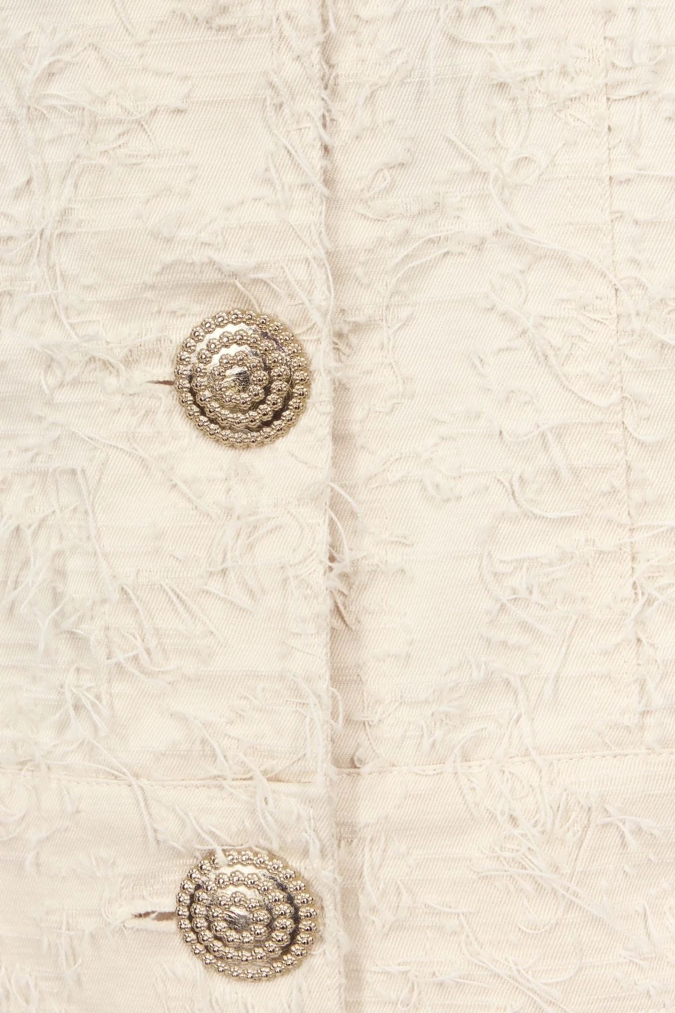Ivory Cropped Organic Cotton Jacket With Textured Thread Finish - Image 2