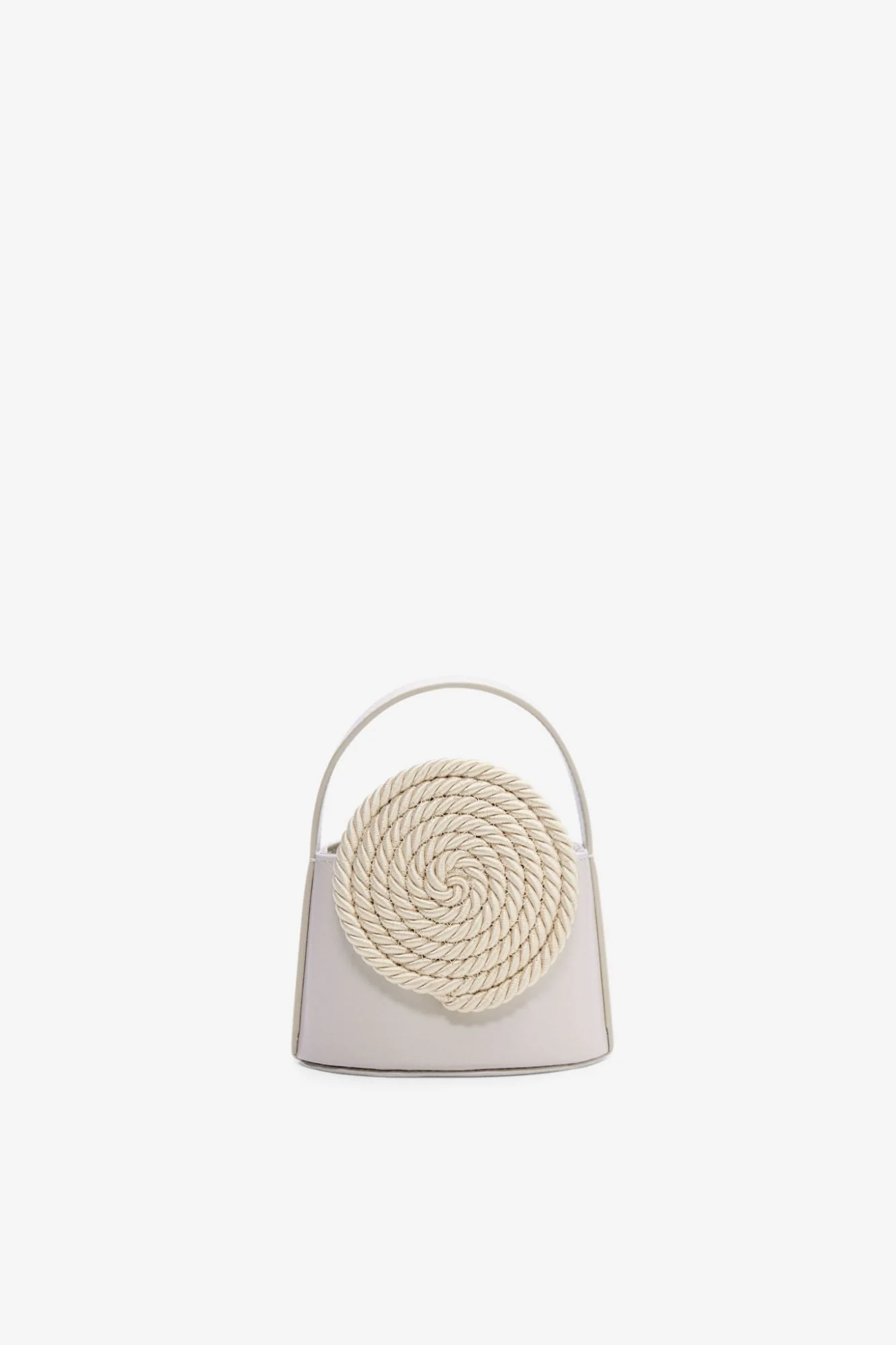 Ivory Mini Leather Bag With Passementerie Details