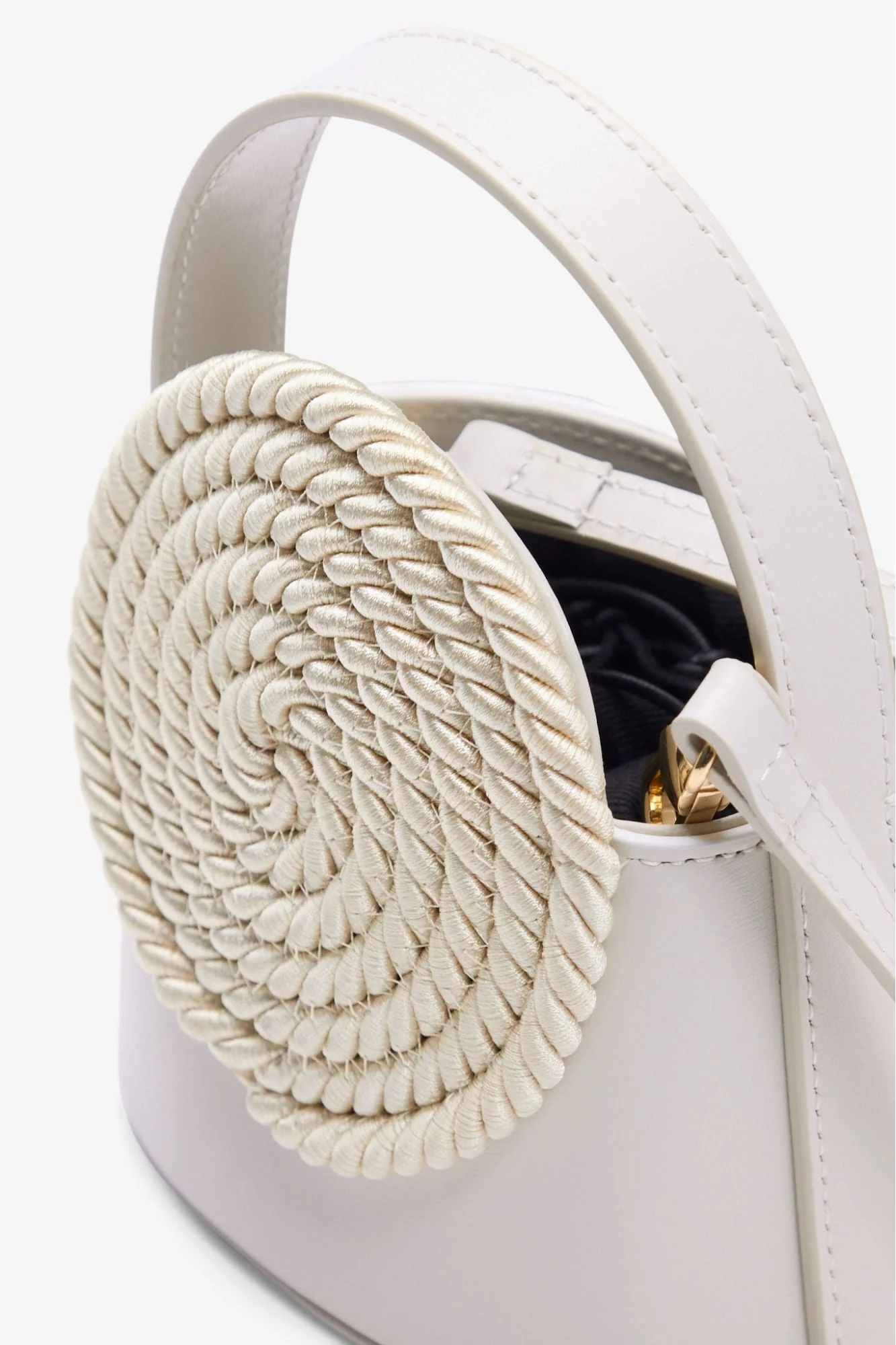 Ivory Mini Leather Bag With Passementerie Details - Image 4