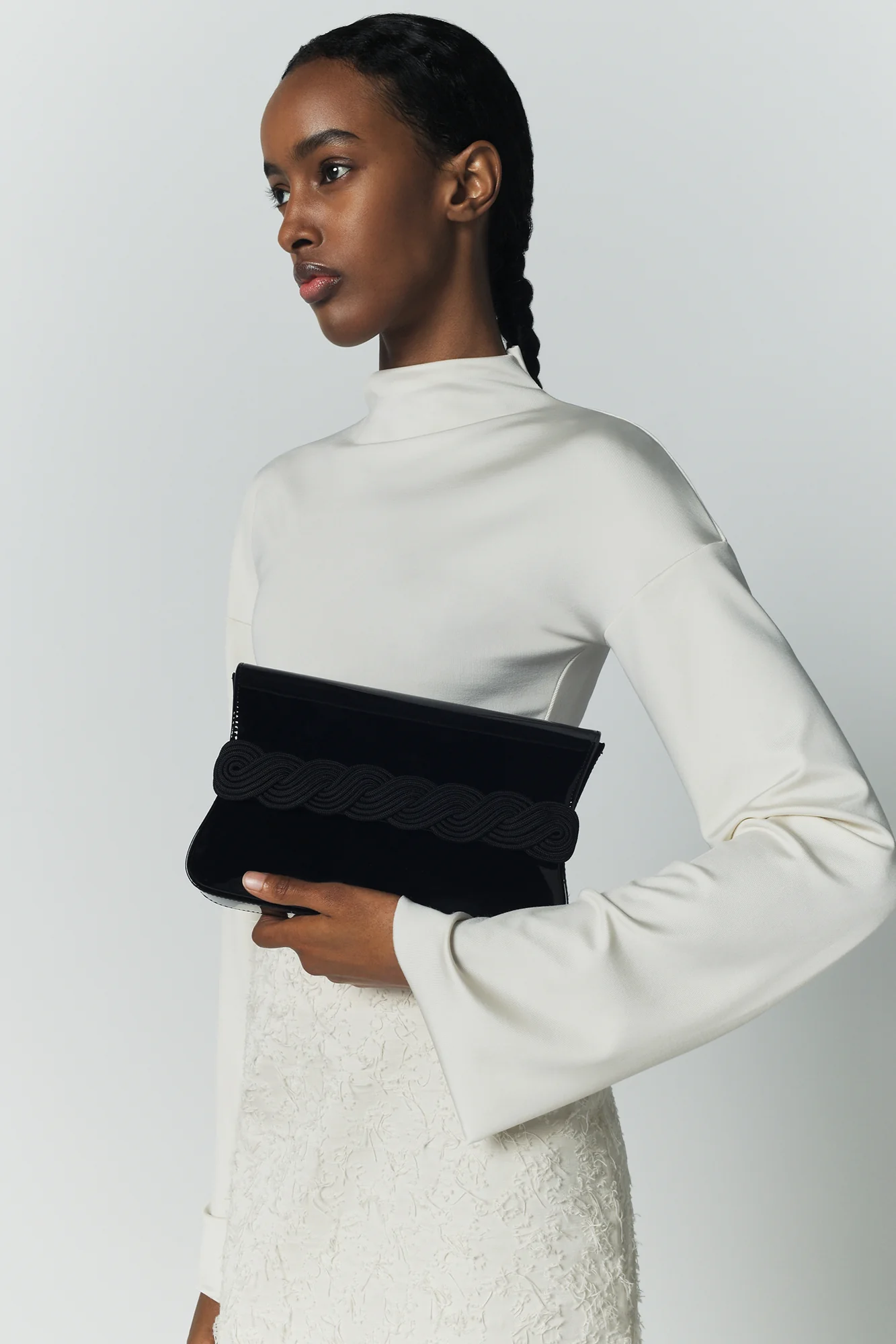 Ivory Textured Maxi Skirt With Fringed Thread Finish - Image 5