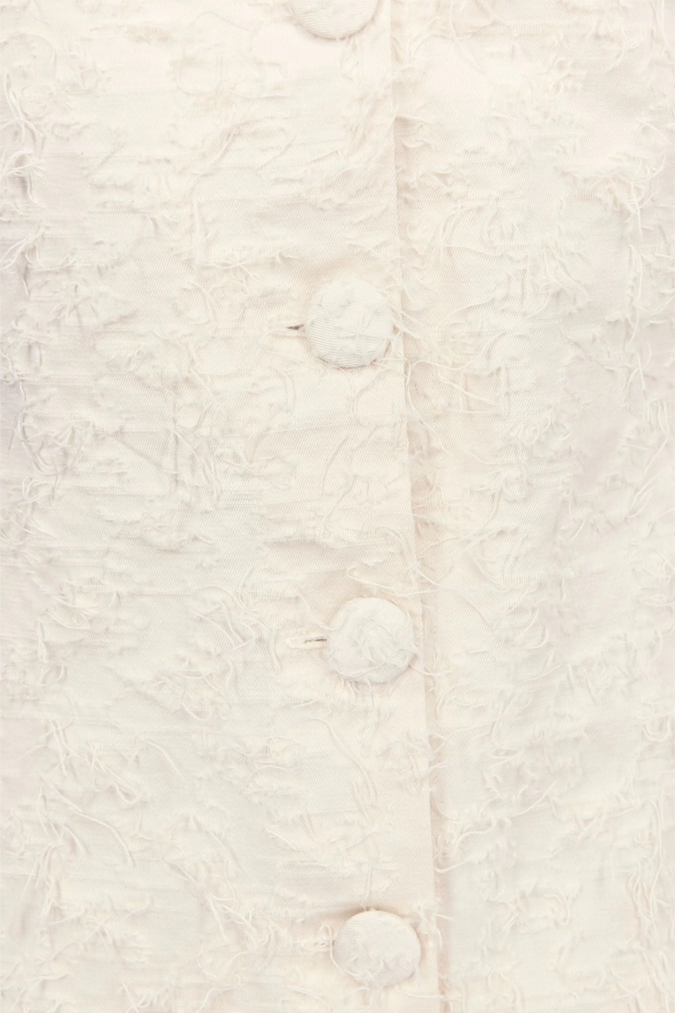 Ivory Textured Mini Dress With Fringed Thread Detail - Image 2