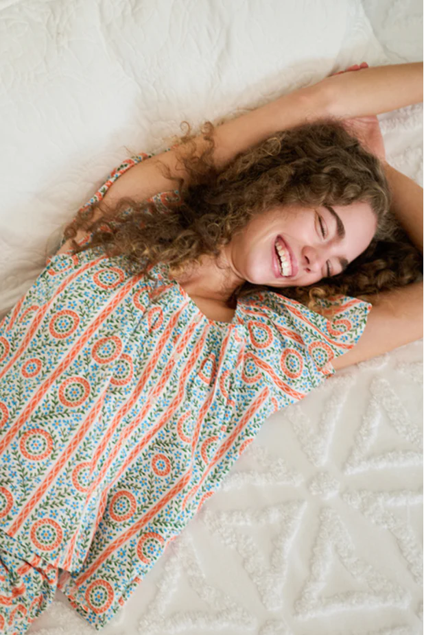 Ivy Flutter Sleeve Pajama Set Short - Floral Trellis - Image 2