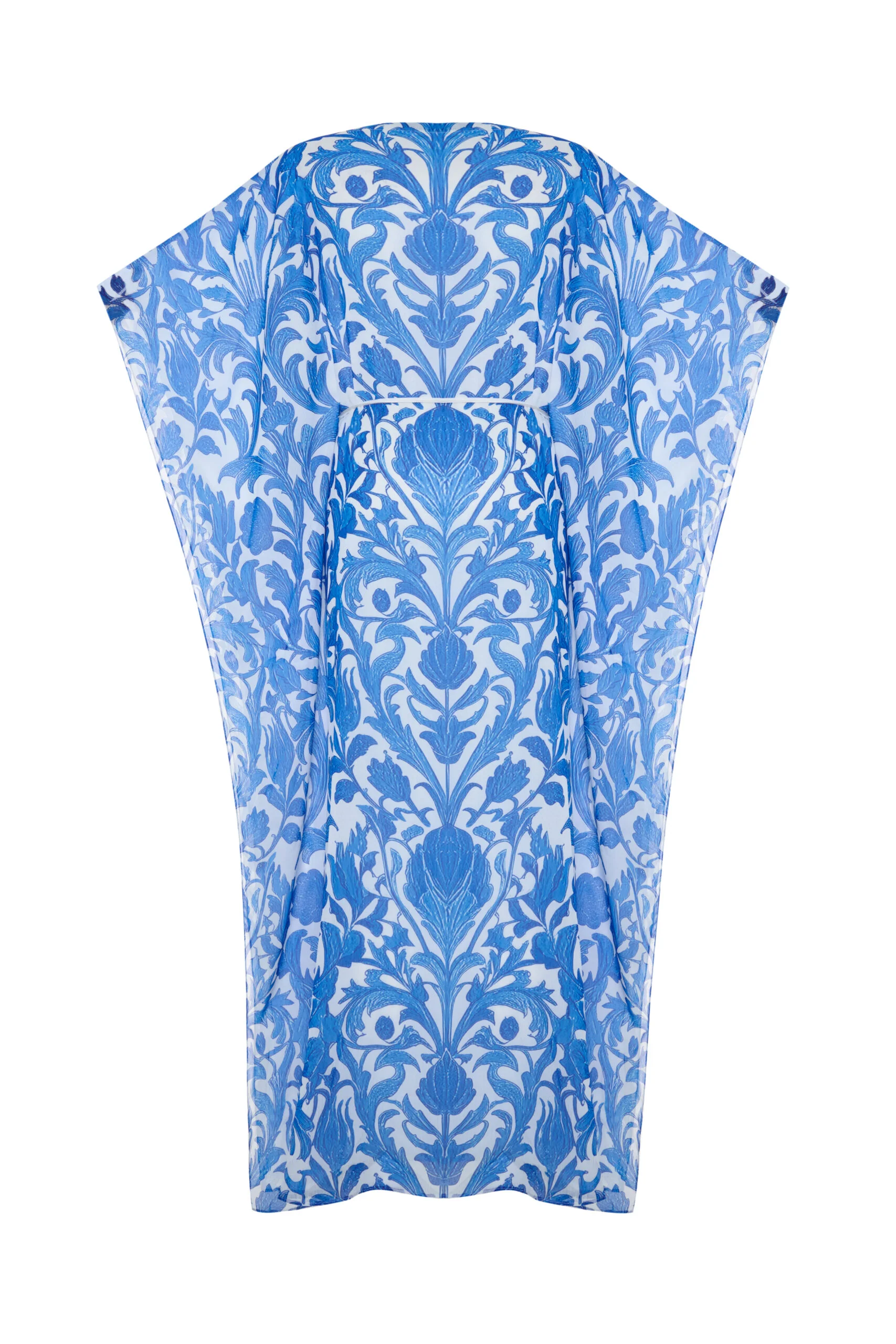 Izara Blue Printed Chiffon Kaftan Dress - Image 3