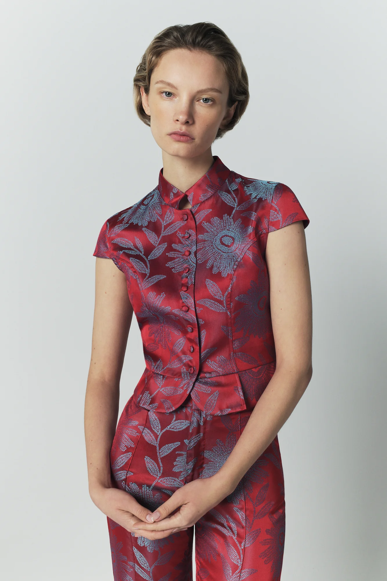 Jacquard Satin Sleeveless Summer Top - Image 4