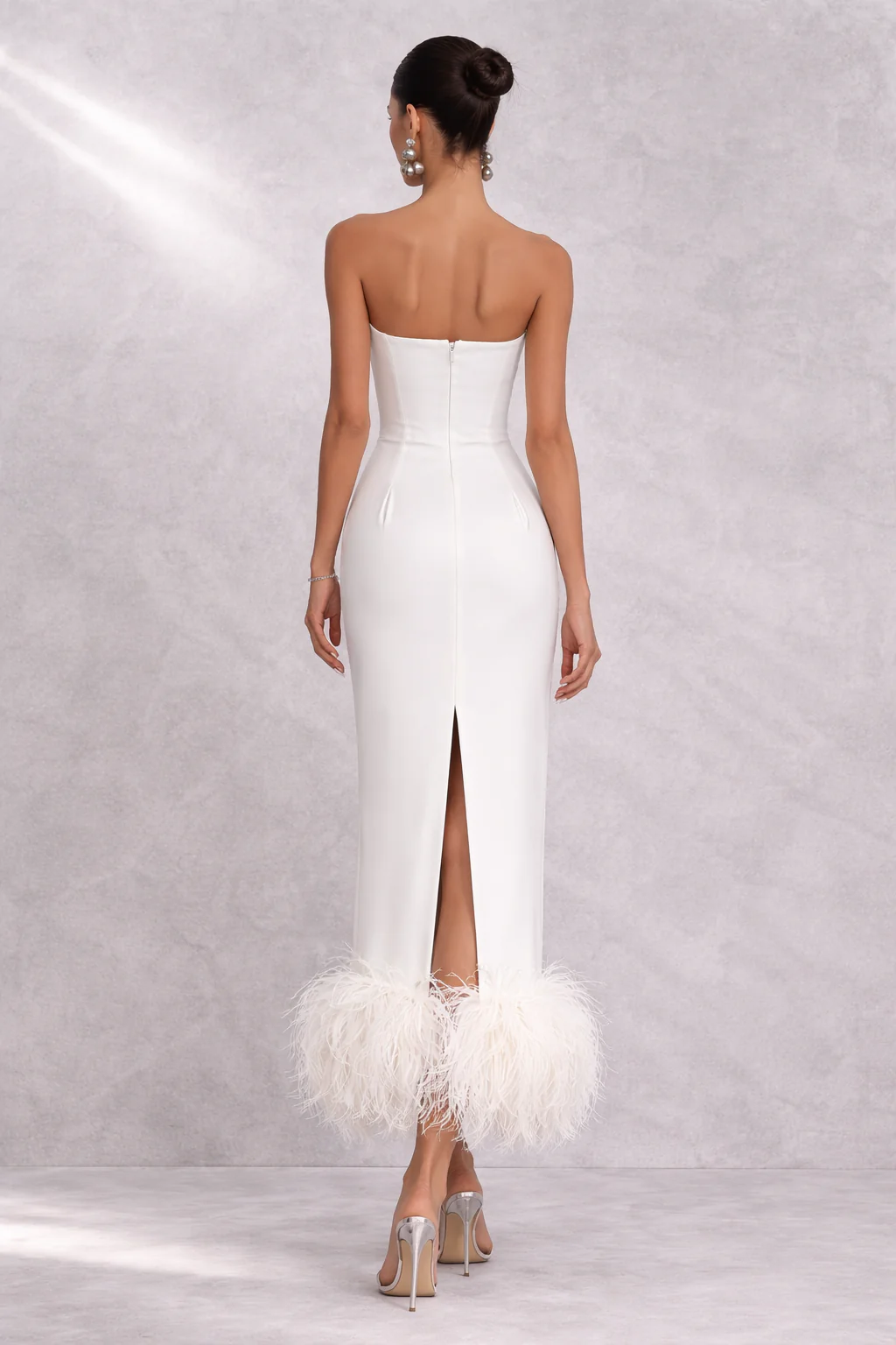 Kyla Strapless Feather-Trim Crepe Gown - Image 2