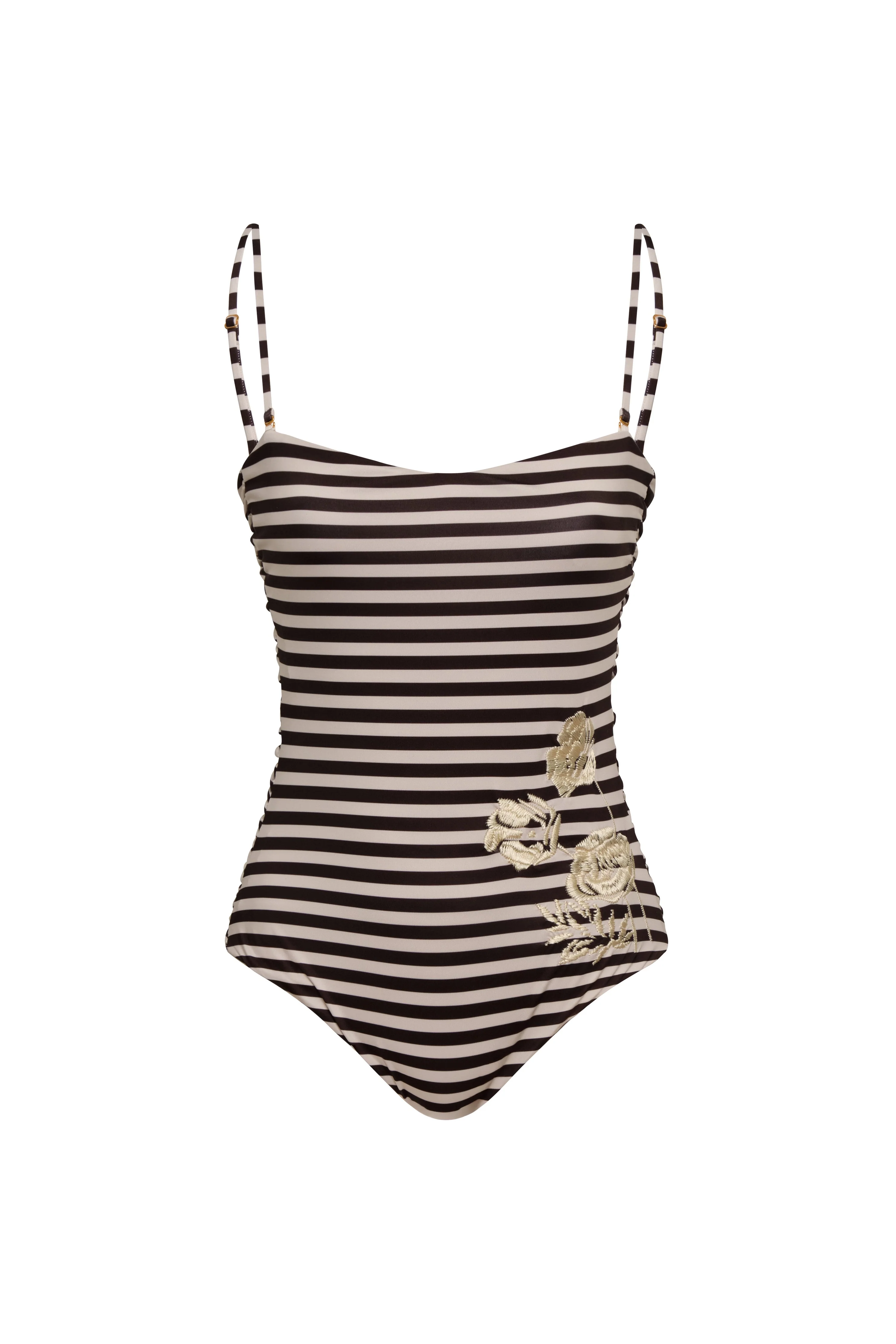 Las Balsas Embroidered One Piece / Black & White Stripes - Image 4