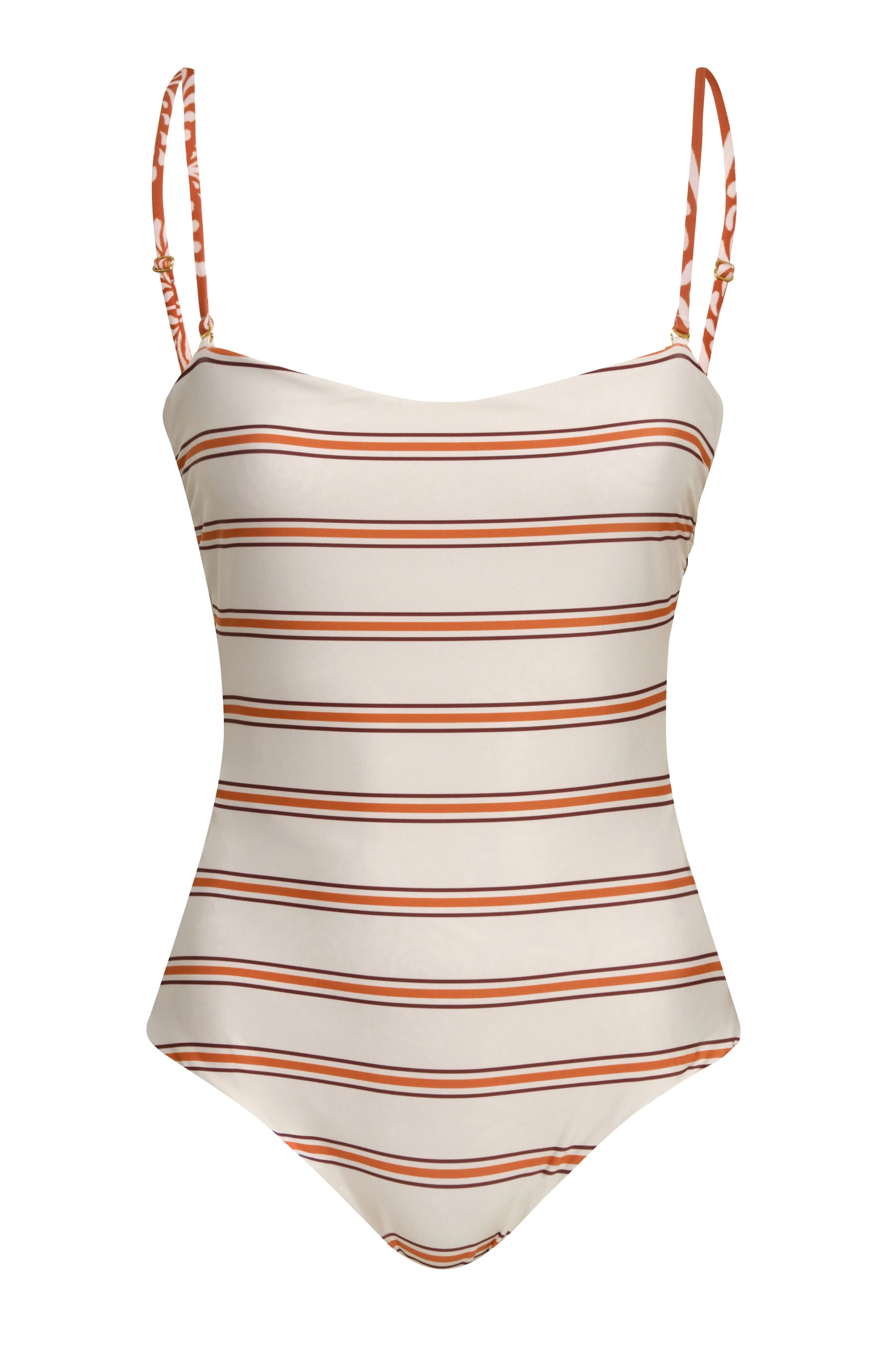 Las Balsas One Piece / Red Arabesque - Orange Stripes - Image 5