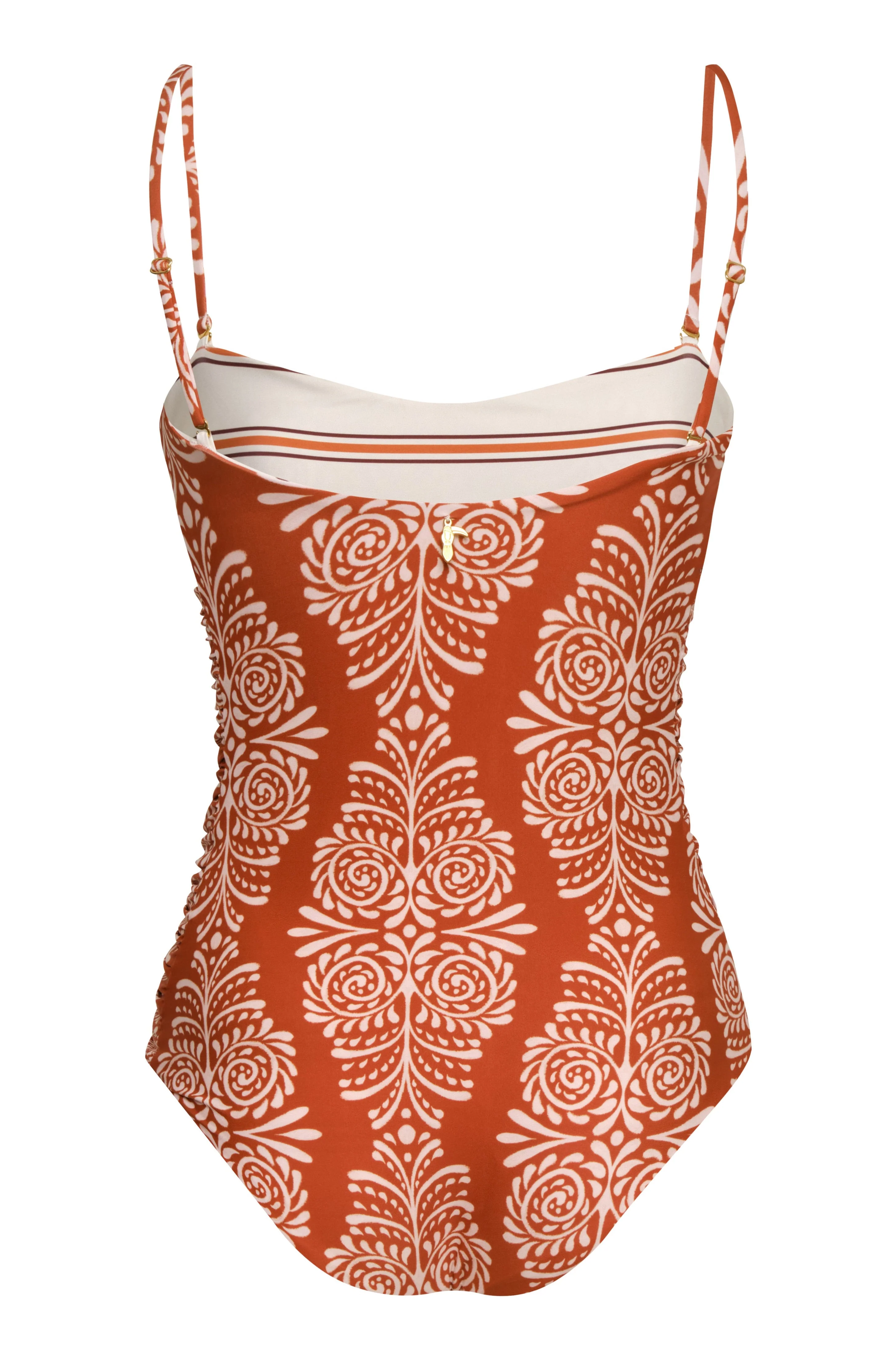 Las Balsas One Piece / Red Arabesque - Orange Stripes - Image 6