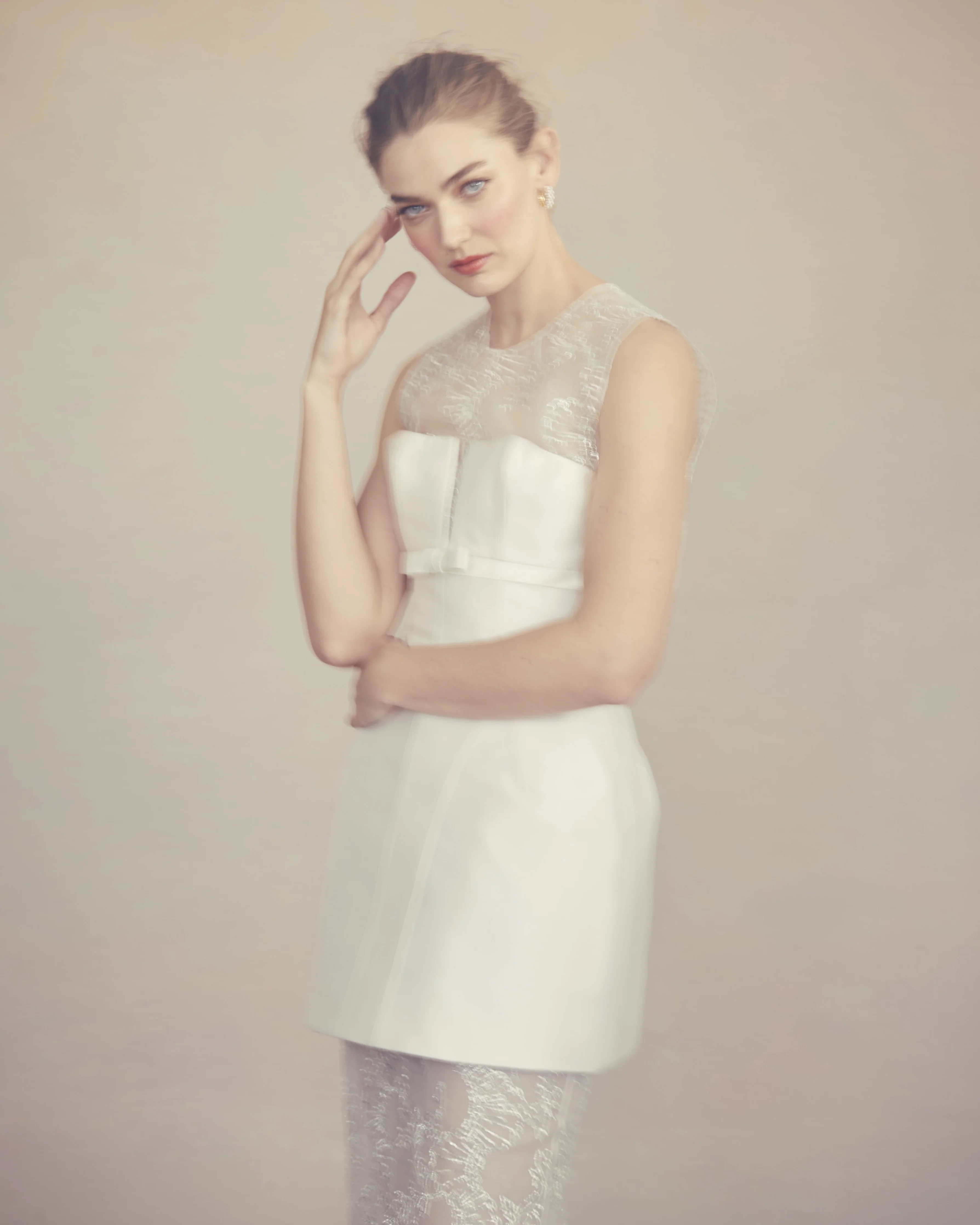 Laurence Top in Ivory Organza With Ribbon Embroidery - Image 6