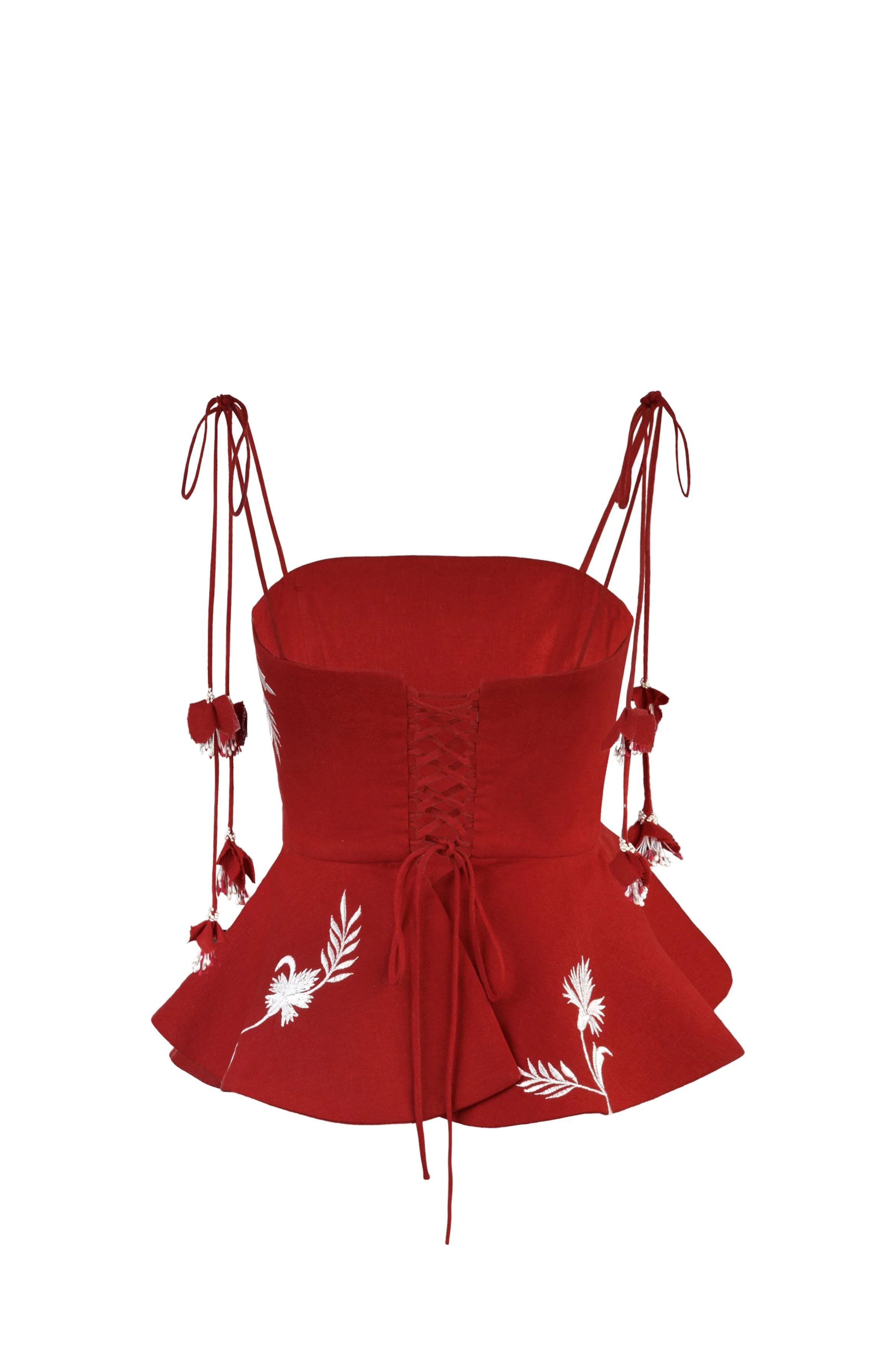 Lily Top - Deep Red & Ivory - Image 11