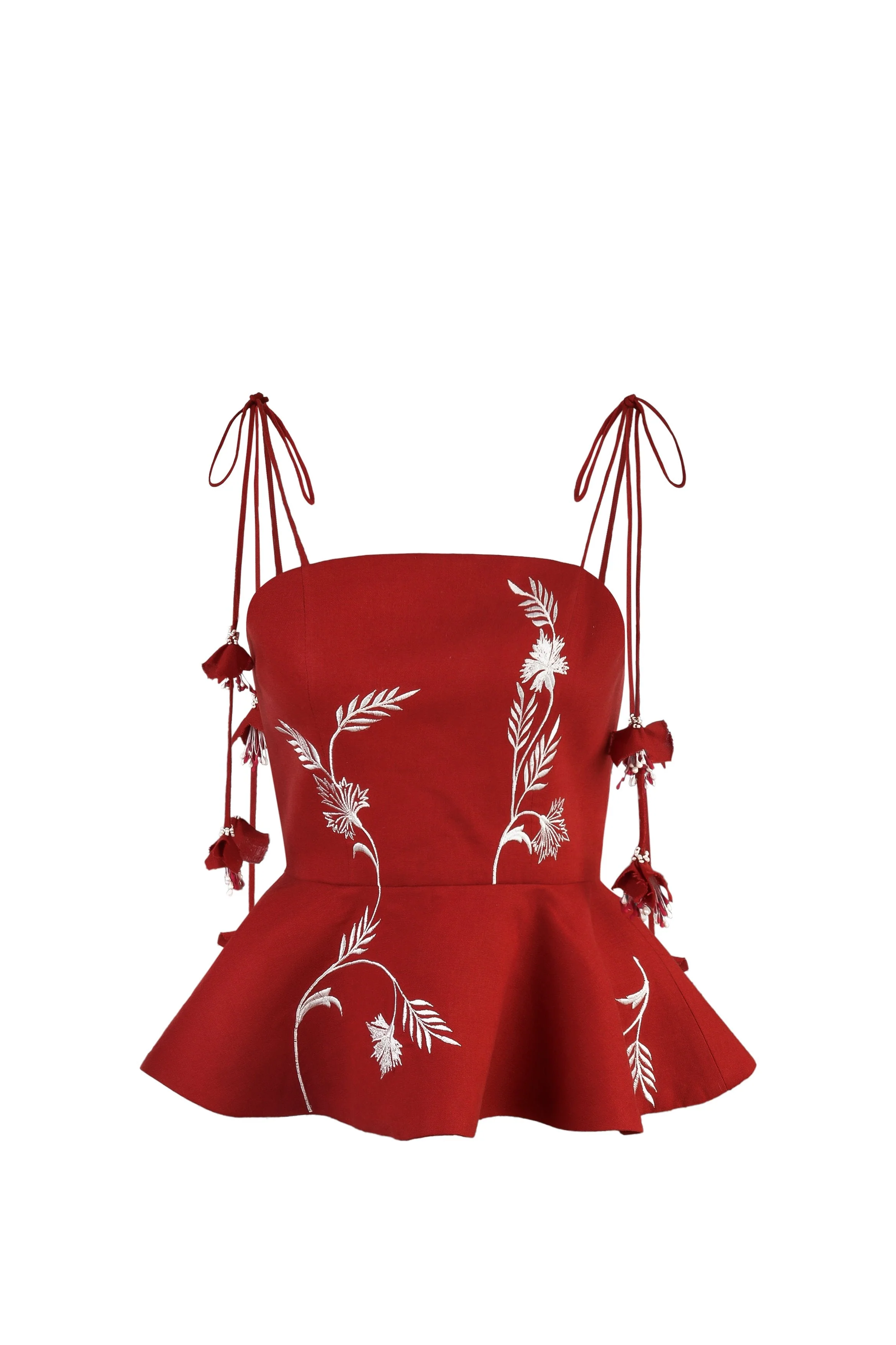 Lily Top - Deep Red & Ivory - Image 12