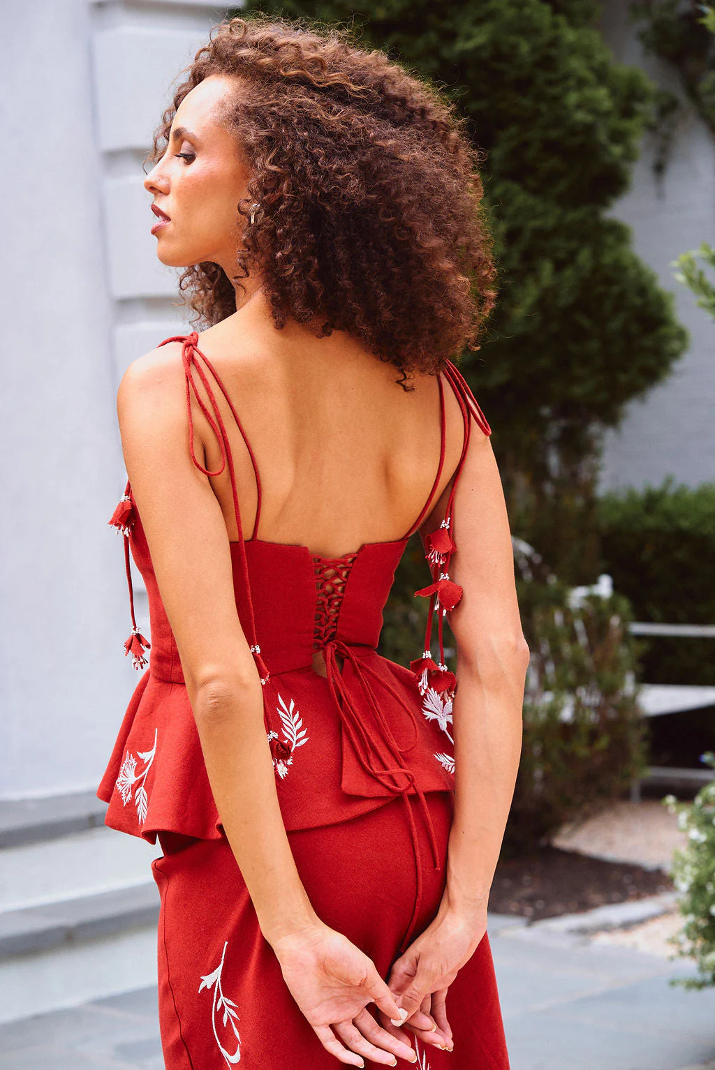 Lily Top - Deep Red & Ivory - Image 14