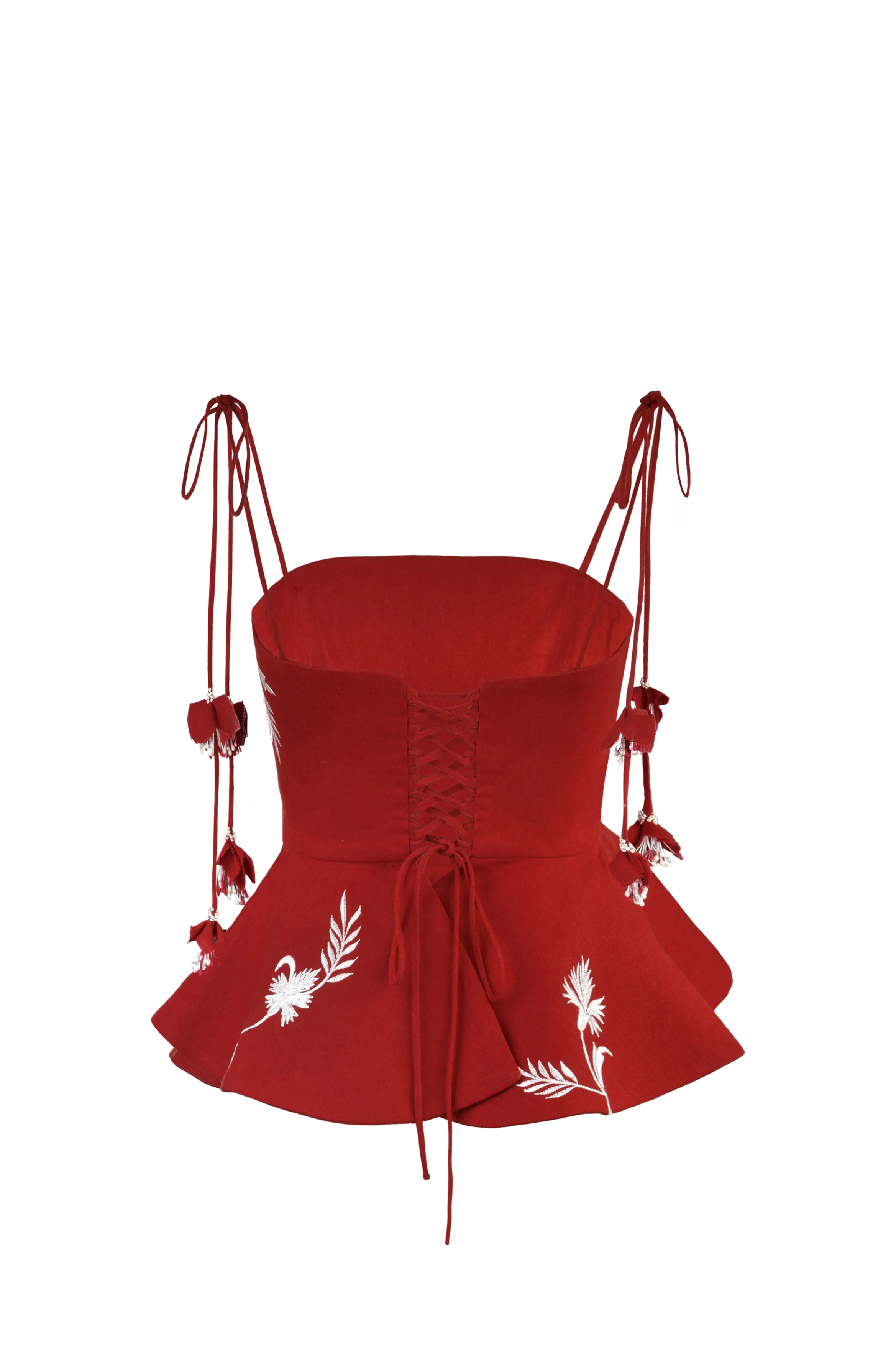 Lily Top - Deep Red & Ivory - Image 7