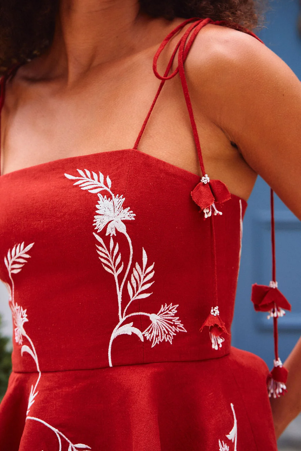 Lily Top - Deep Red & Ivory - Image 8