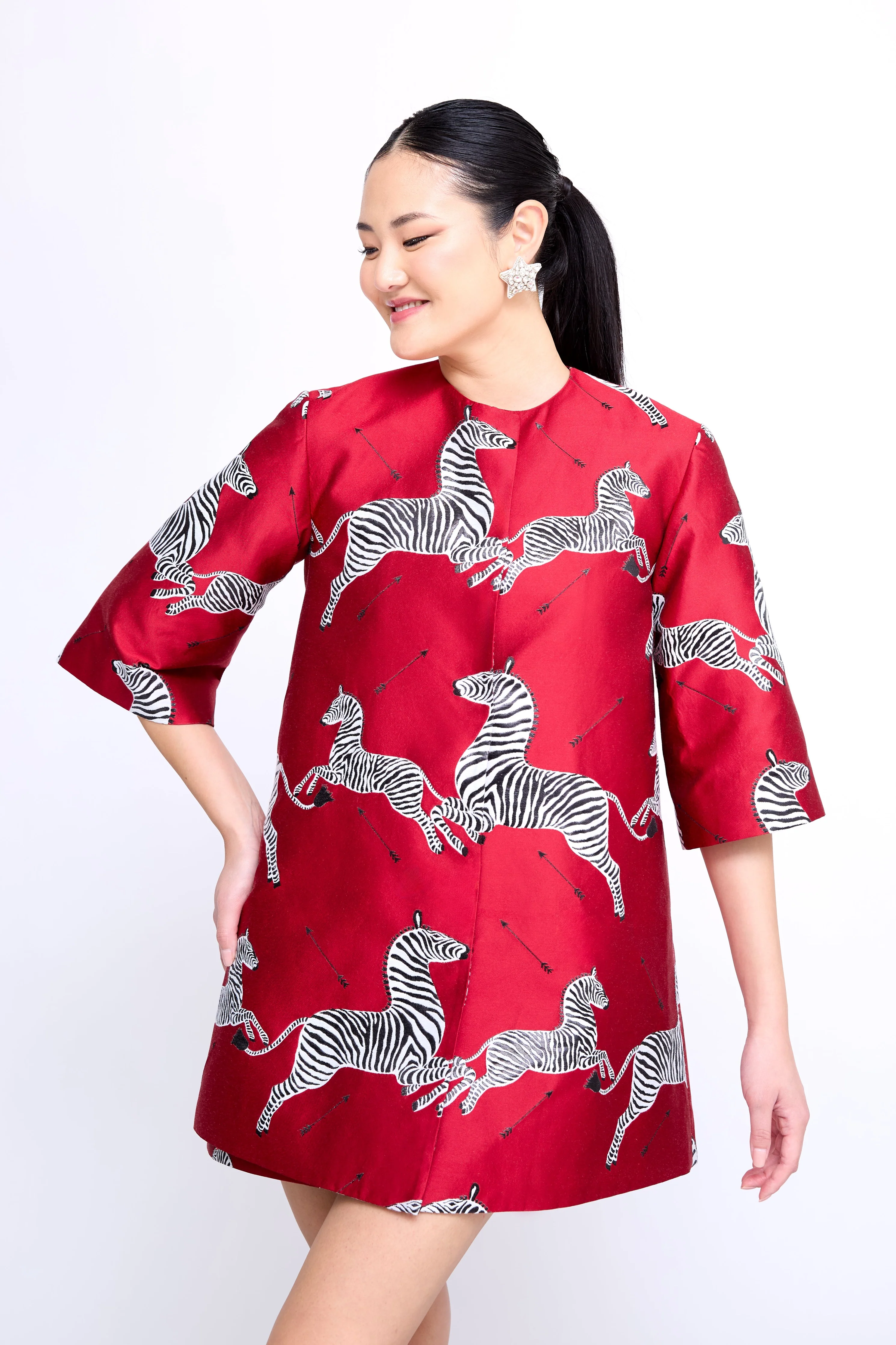 Mae X Scalamandre Audrey Coat in Jumping Zebra - Image 4