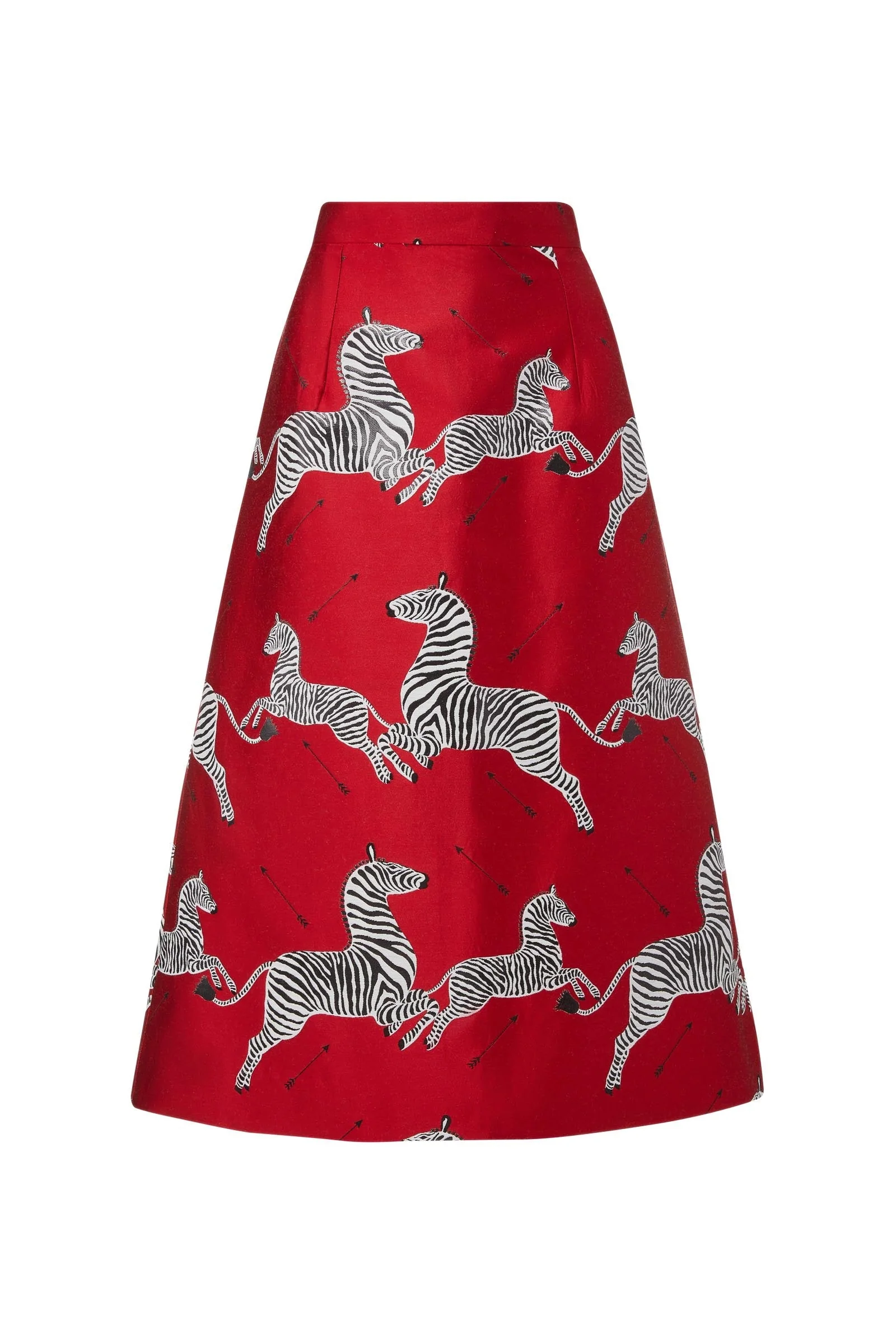Mae X Scalamandre Hallie Skirt in Cherry Jumping Zebras