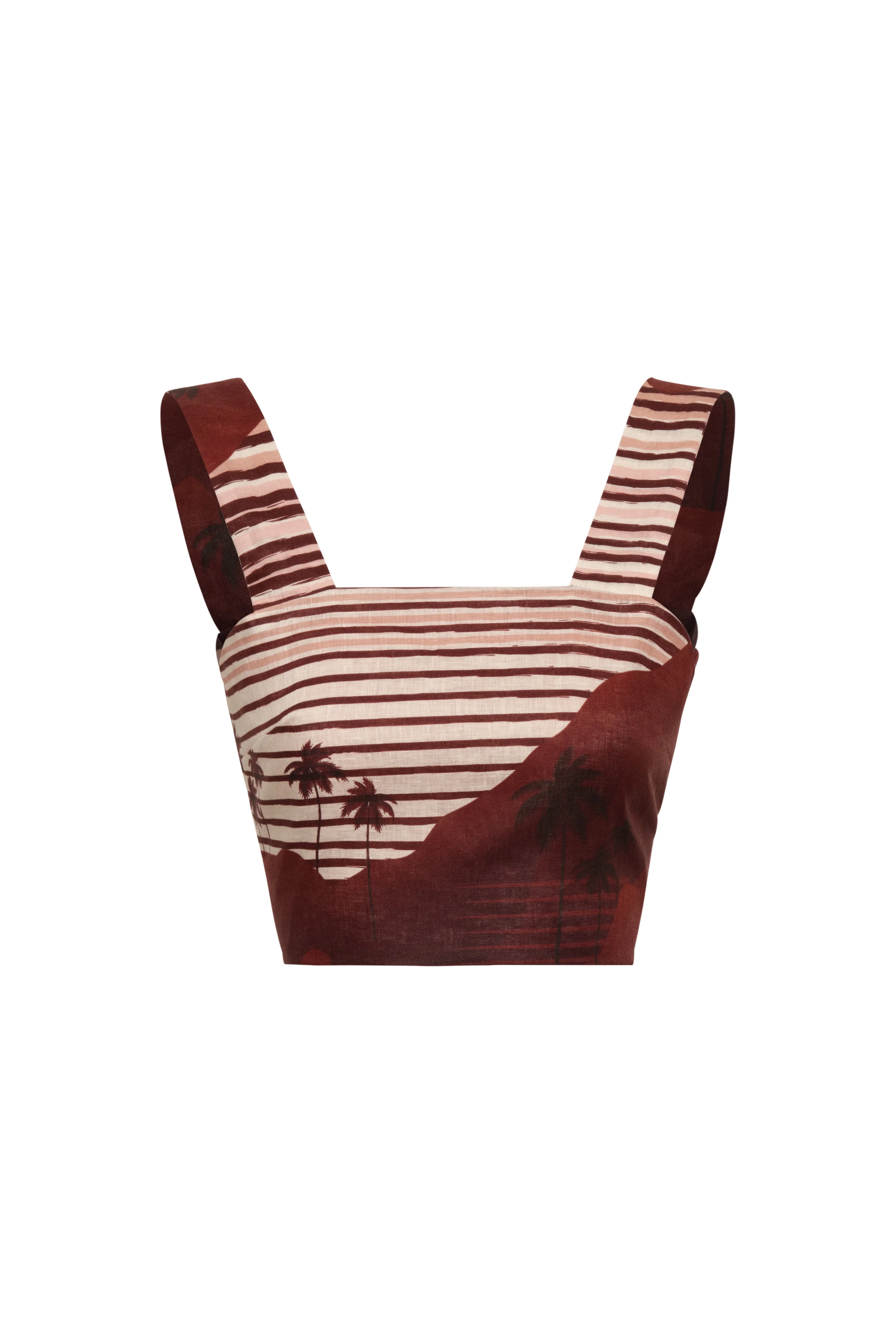 Marimba Linen Top / Red Tropical Landscape - Image 2