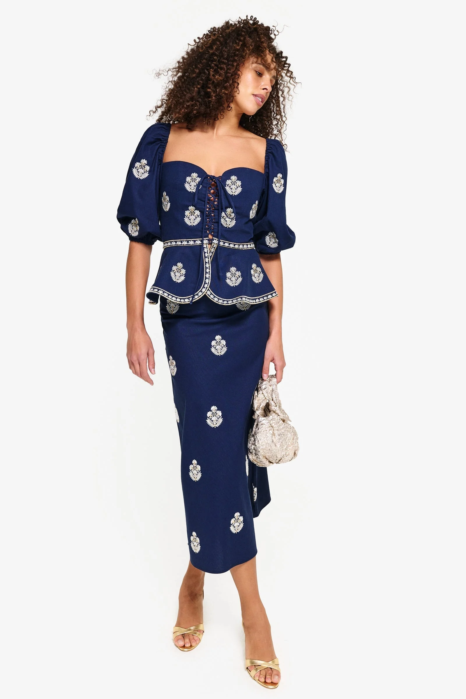 Mina Skirt - Navy & White - Image 3