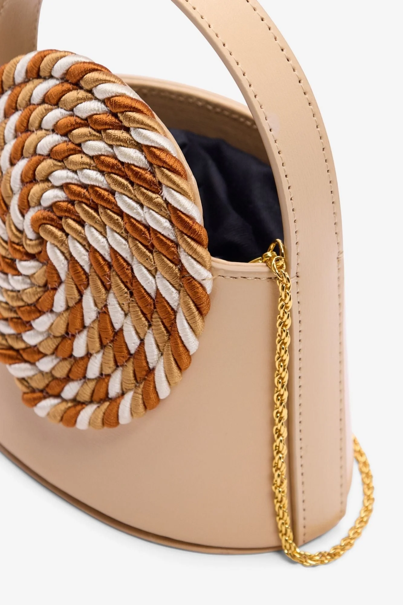Mini Beige & Multico Leather Bag With Passementerie Details - Image 4