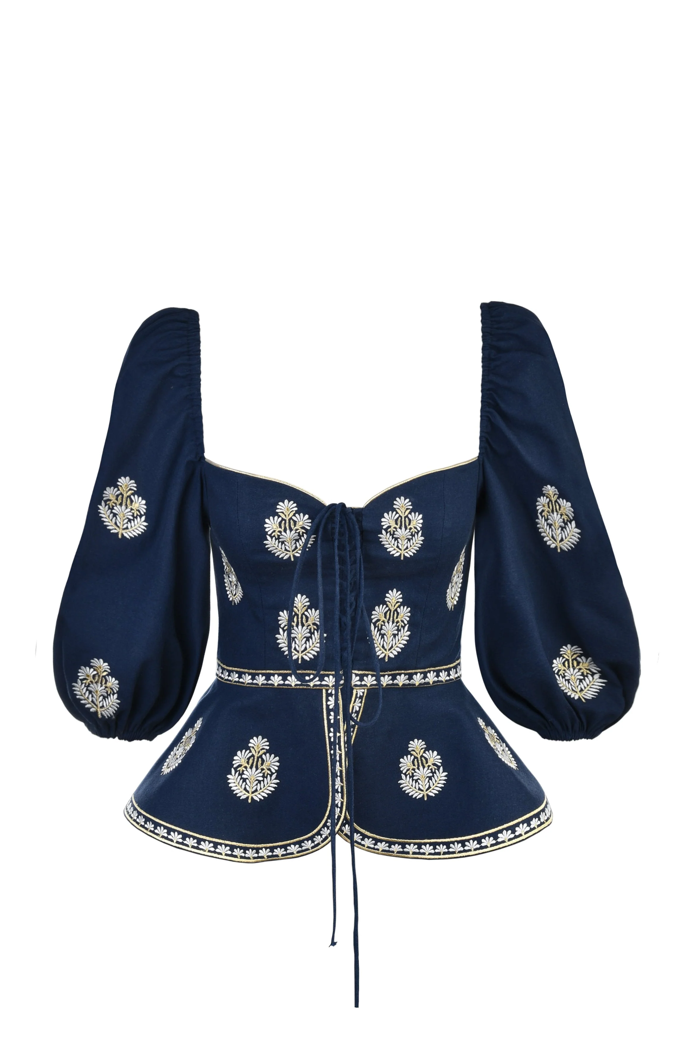 Mitra Lace Front Bustier - Navy & White - Image 8