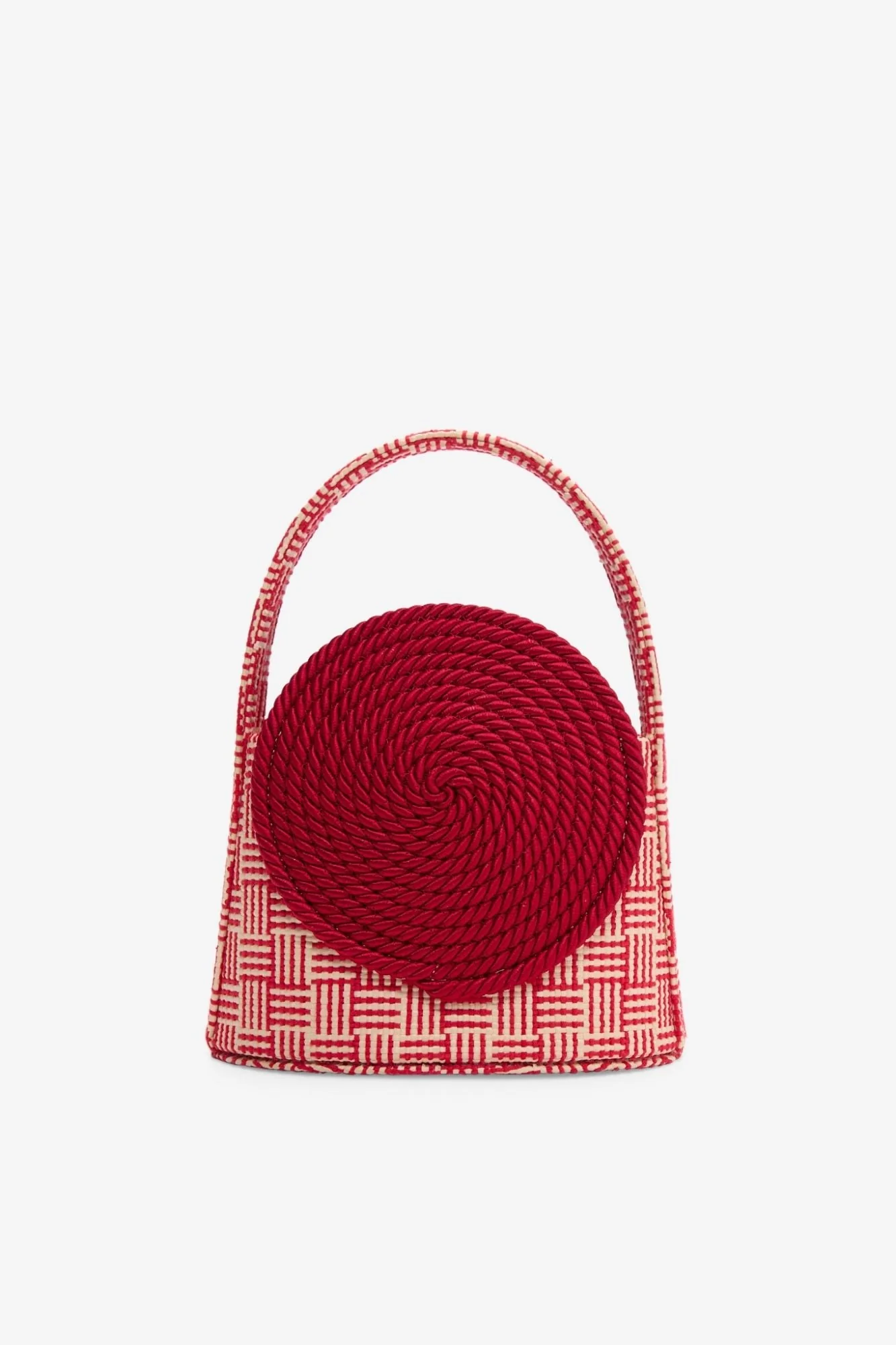 Natural & Red Straw Bag With Passementerie Details