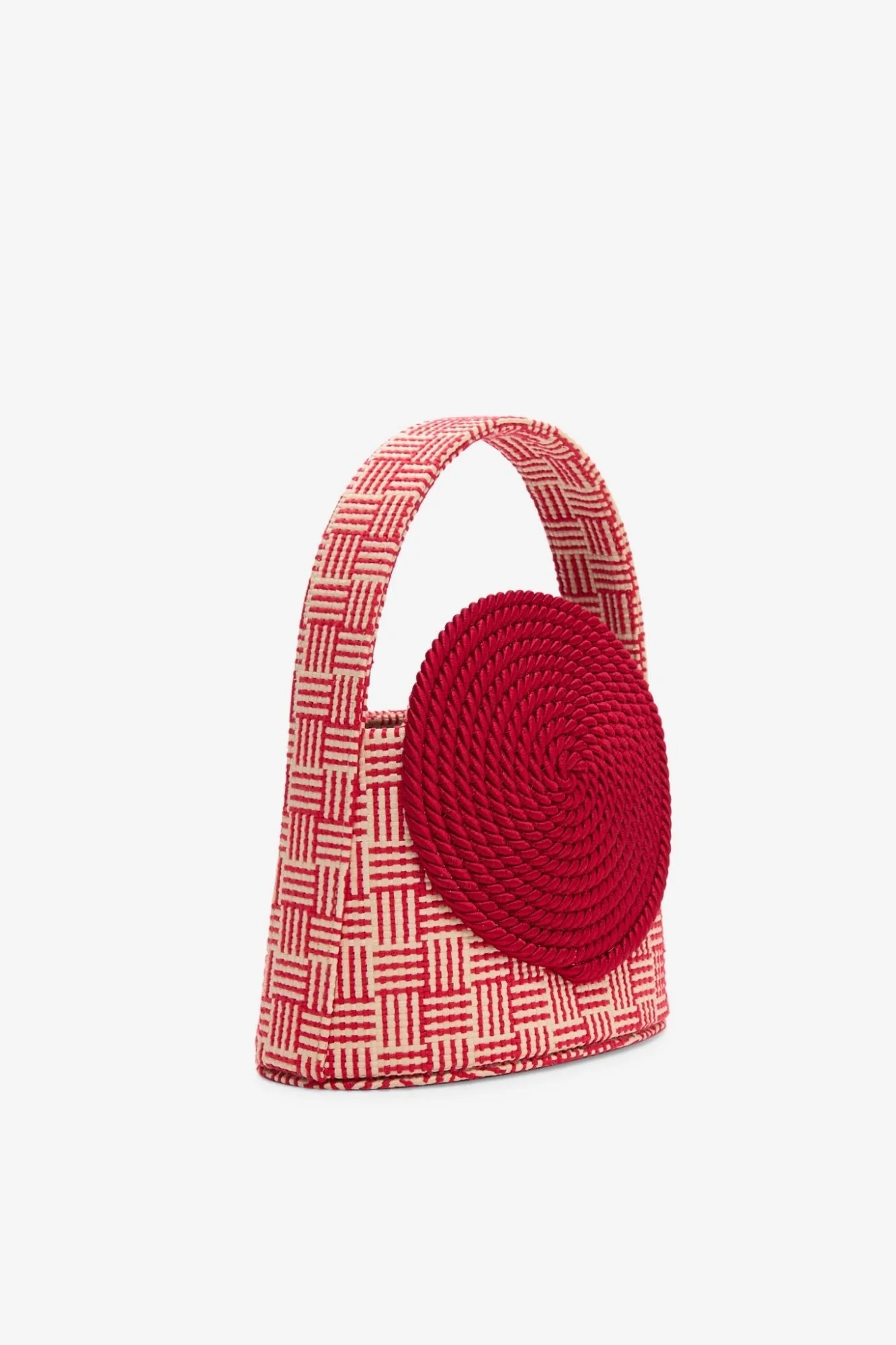 Natural & Red Straw Bag With Passementerie Details - Image 3