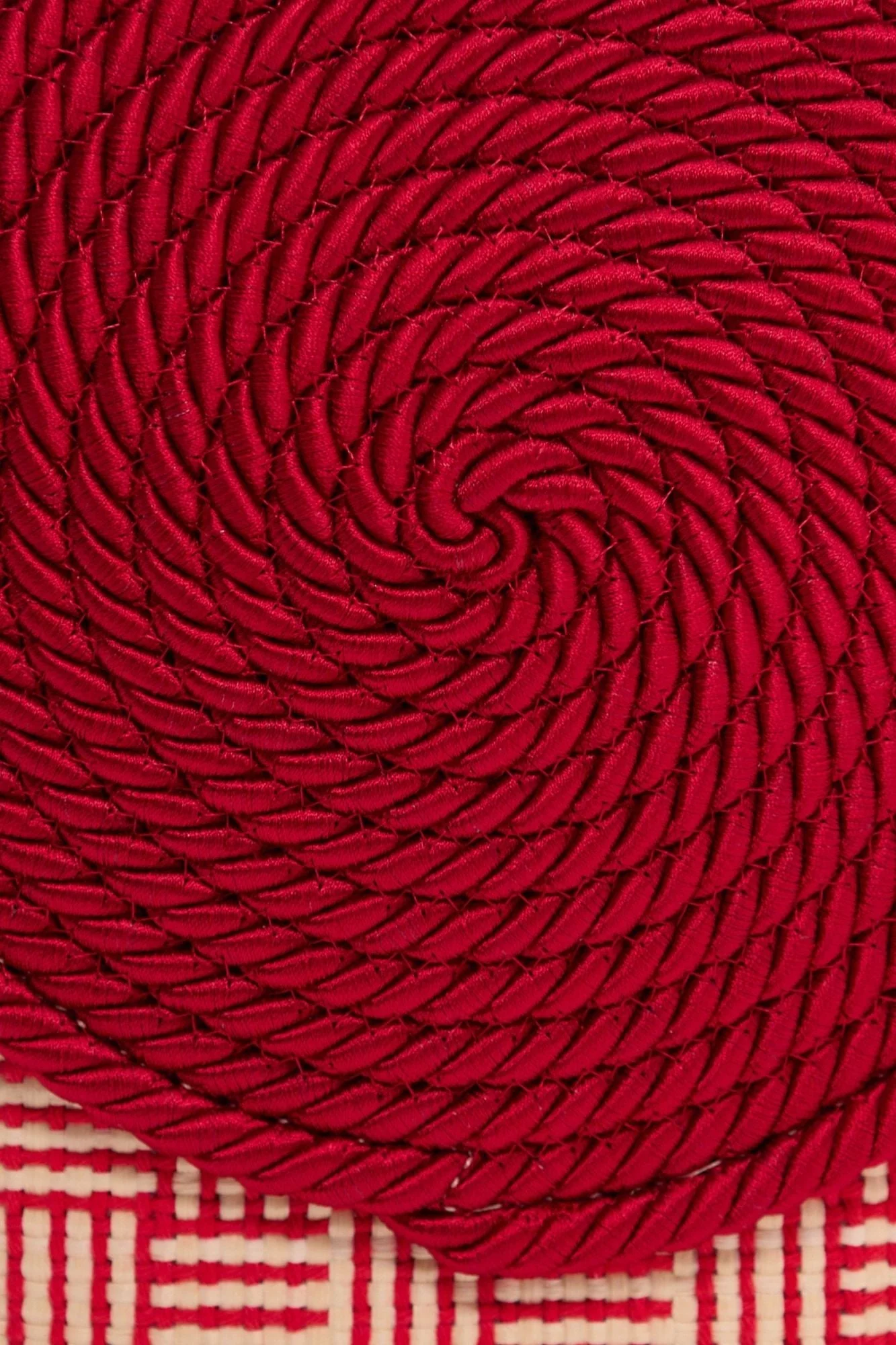 Natural & Red Straw Bag With Passementerie Details - Image 5