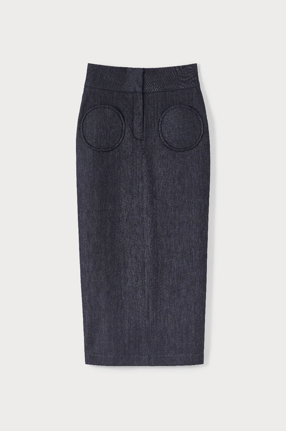 NAVY BLUE Pencil Skirt With Circular Pockets - Image 5