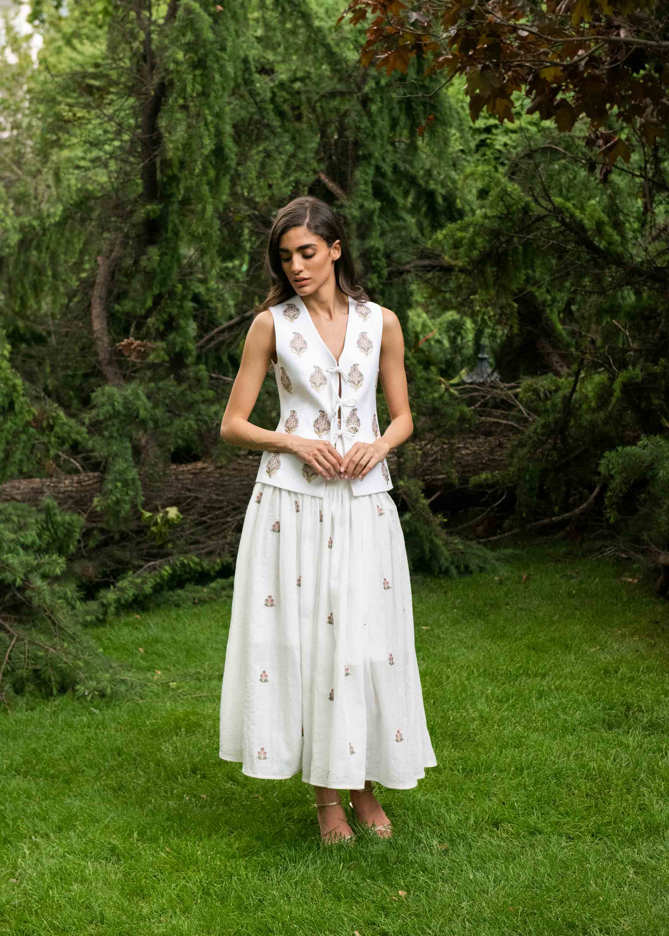 Naz Maxi Skirt - White & Pink - Image 7