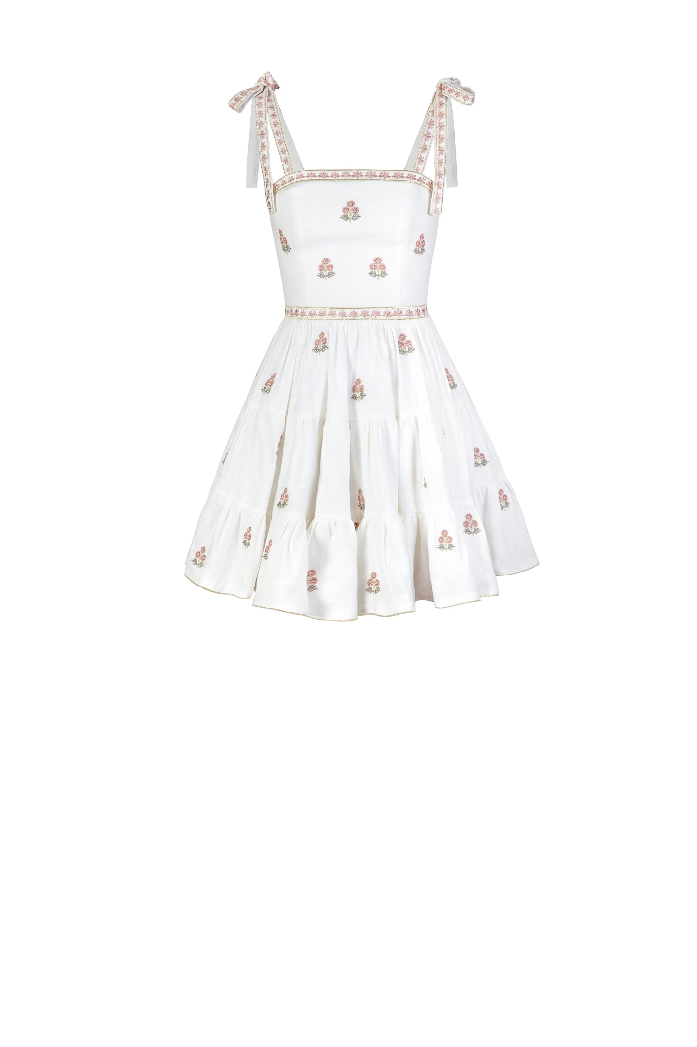 Naz Mini Dress - White & Pink - Image 2