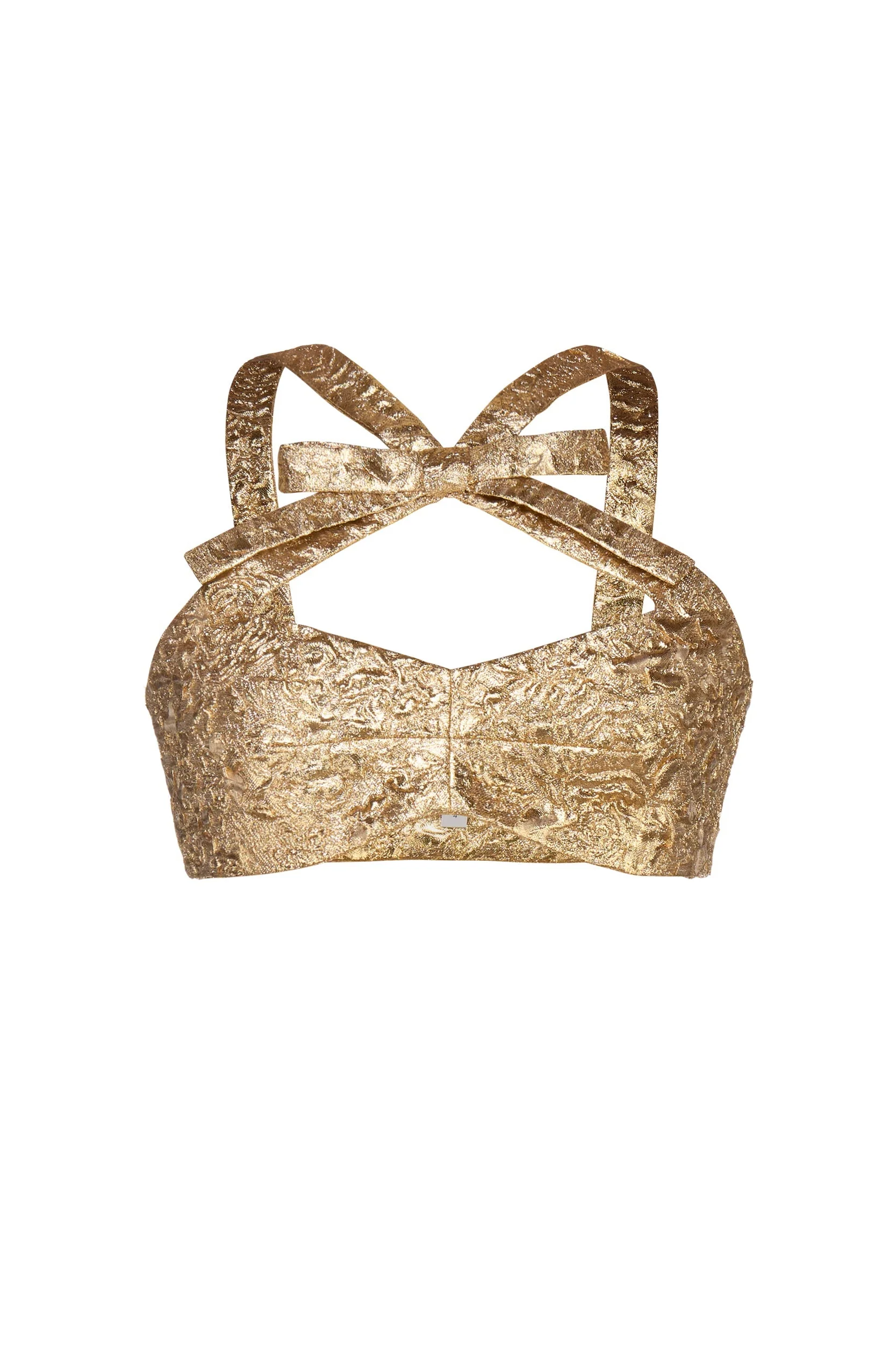 Olivia Bow Top in Gold Brocade - Image 4