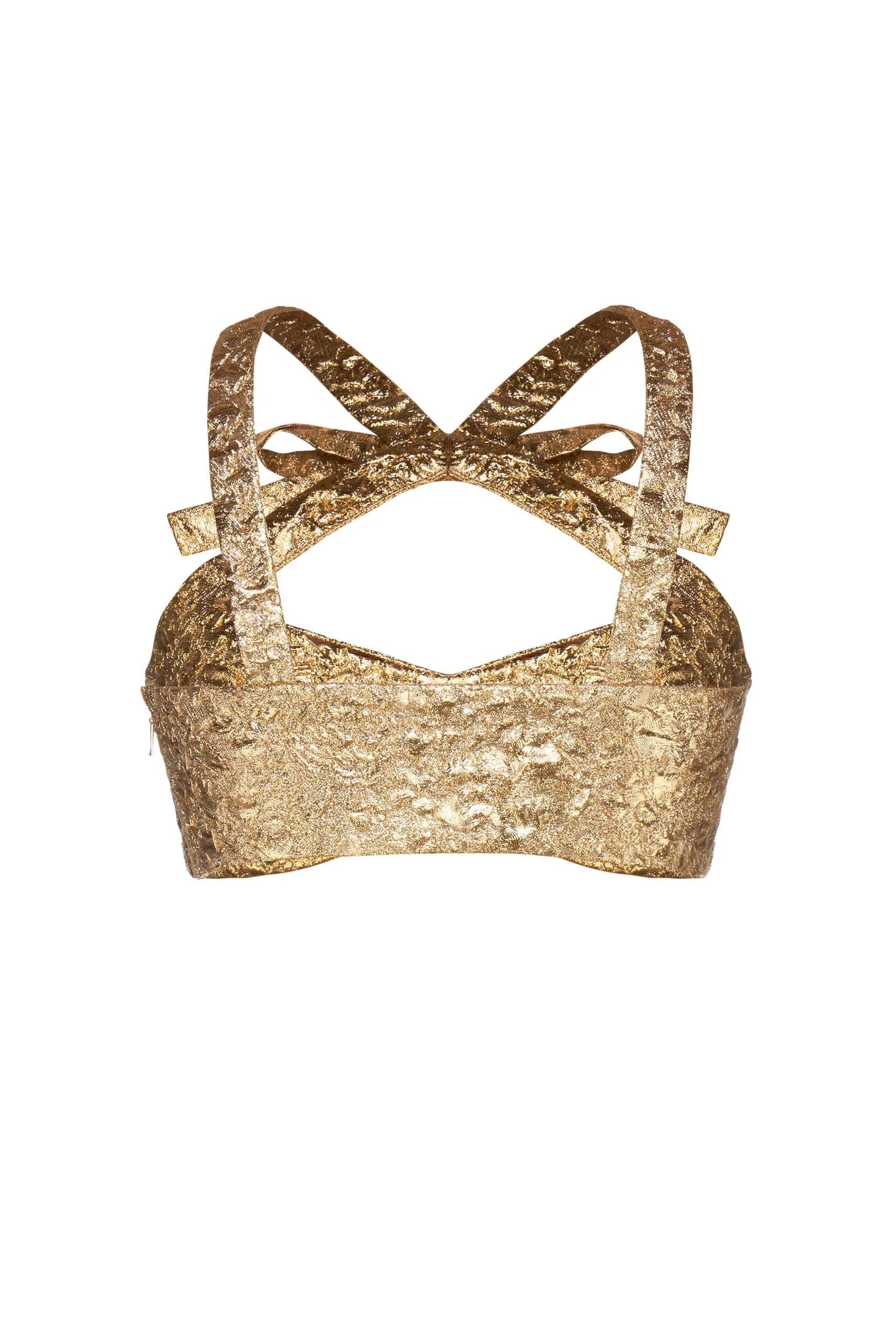 Olivia Bow Top in Gold Brocade - Image 5