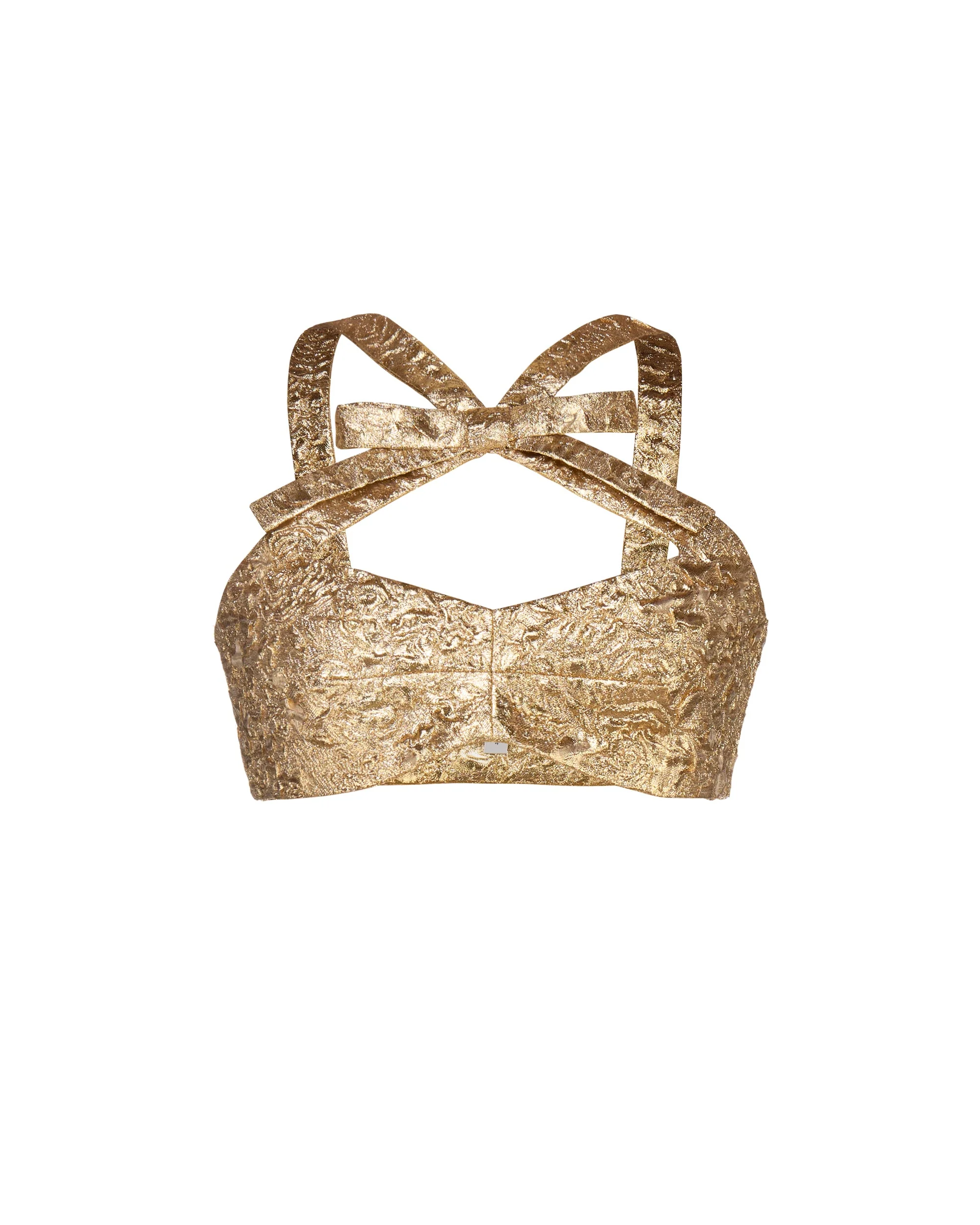 Olivia Bow Top in Gold Brocade - Image 9